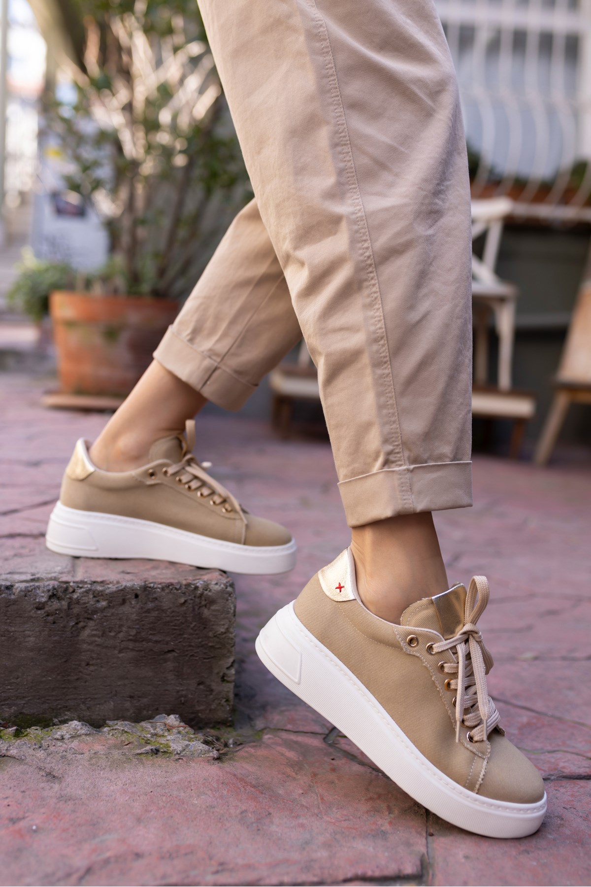 BİLİNG KADIN VIZON KUM KETEN SNEAKER