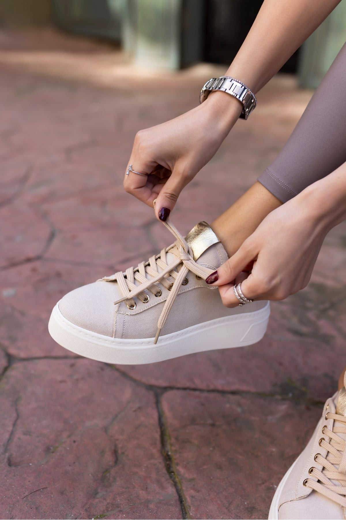 BİLİNG KADİN BEJ KETEN SNEAKER