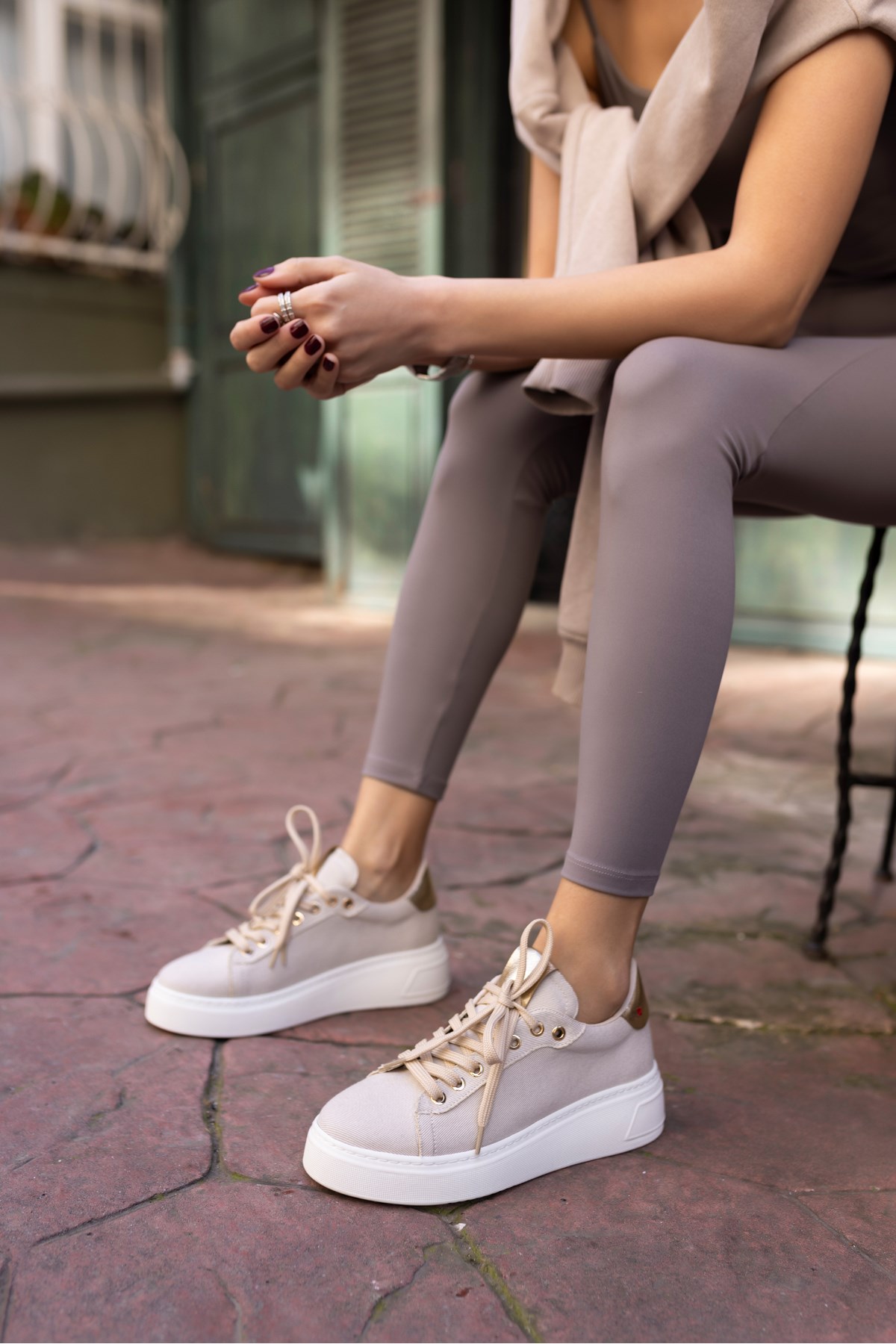 BİLİNG KADİN BEJ KETEN SNEAKER