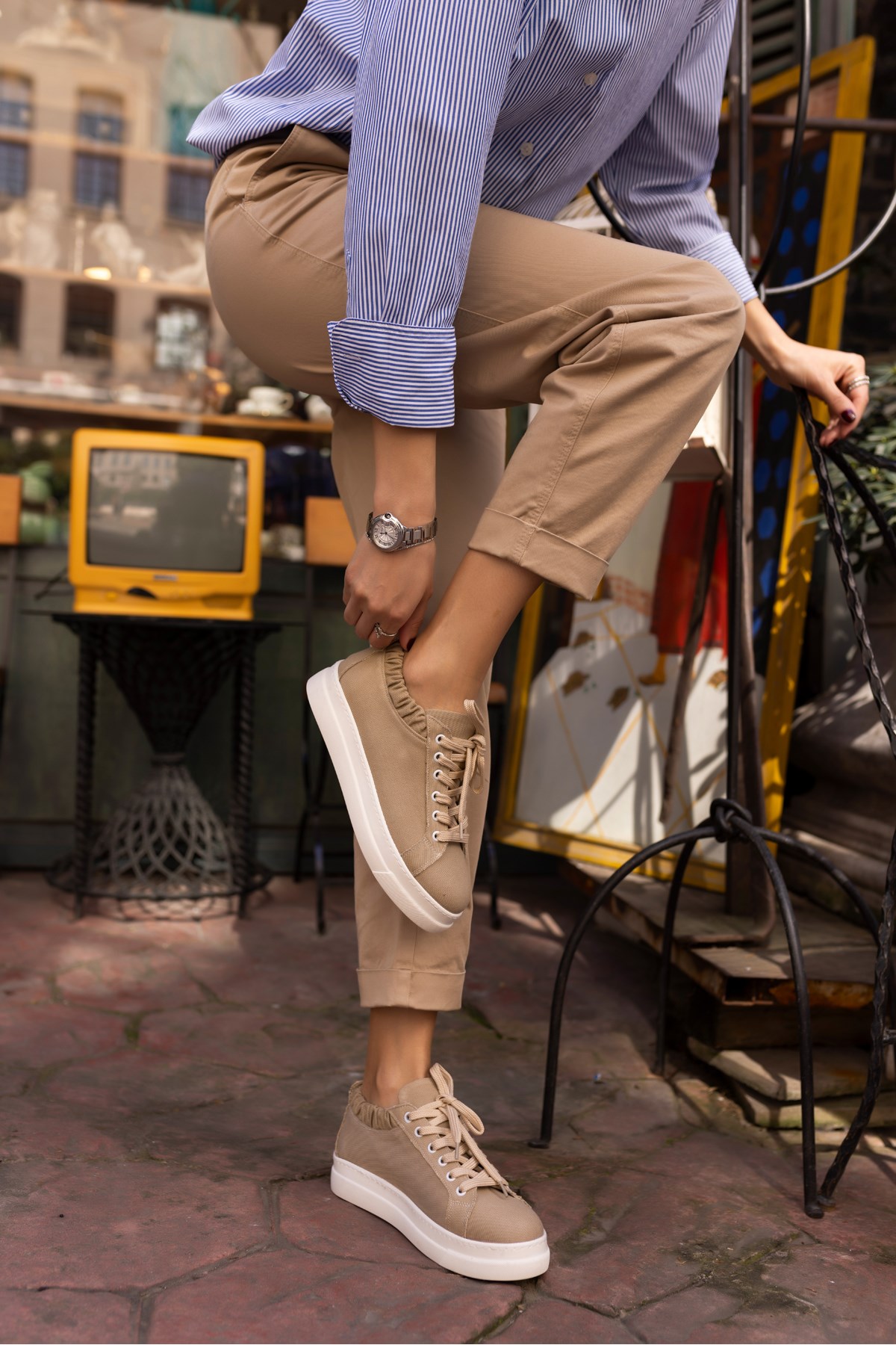 GWEN KADIN VIZON KETEN LASTIKLI SNEAKER
