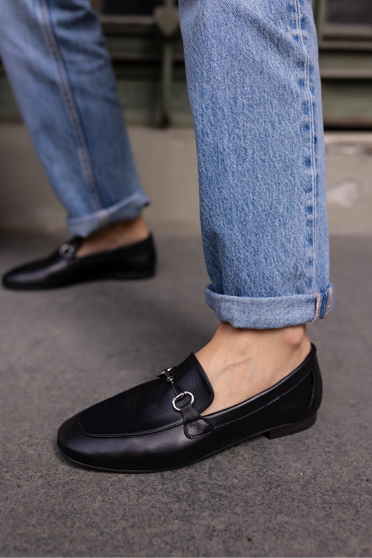 GEOLA KADİN SİYAH GERCEK DERİ TOKALI LOAFER BABET