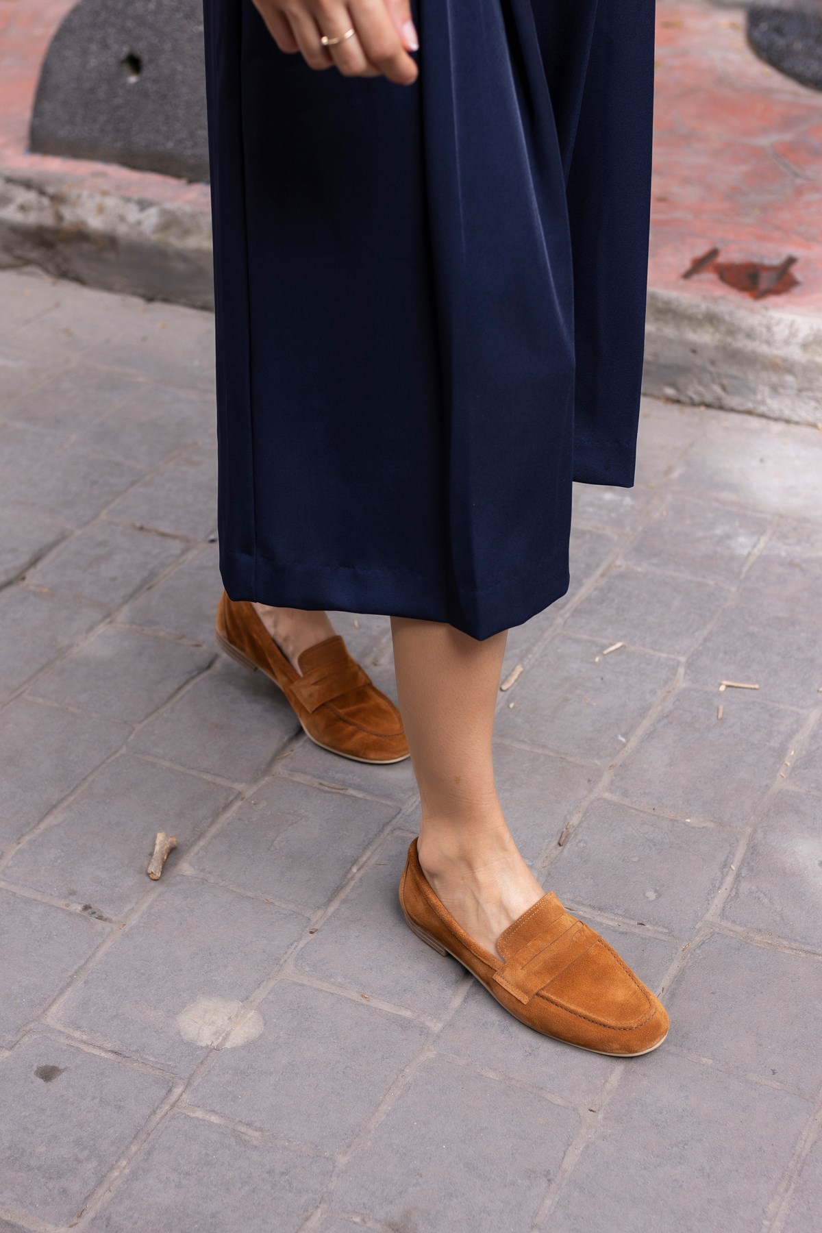 OTTON KADIN TABA GERCEK SÜET LOAFER BABET