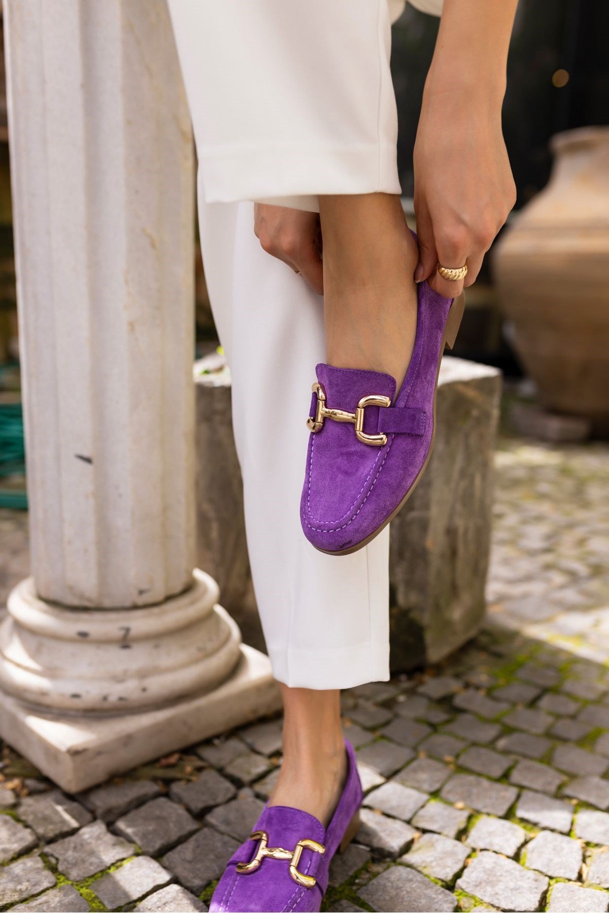 TRİNK KADİN MOR GERCEK SUET LOAFER AYAKKABİ