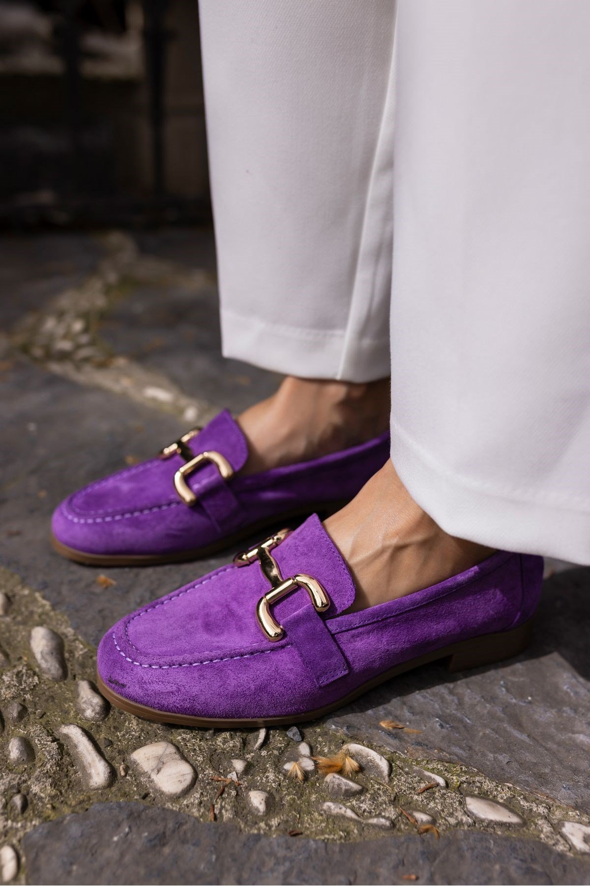 TRİNK KADİN MOR GERCEK SUET LOAFER AYAKKABİ