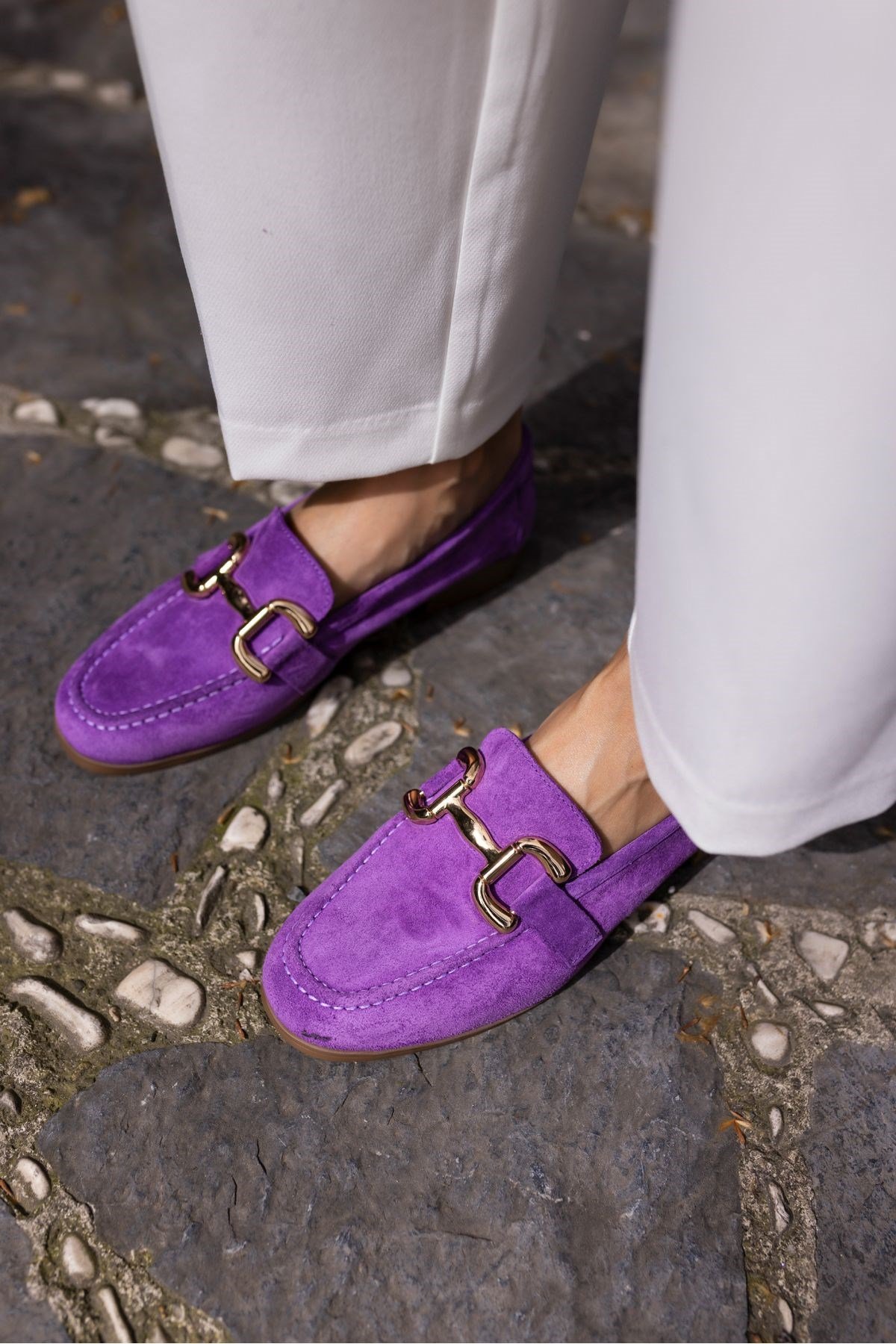 TRİNK KADİN MOR GERCEK SUET LOAFER AYAKKABİ