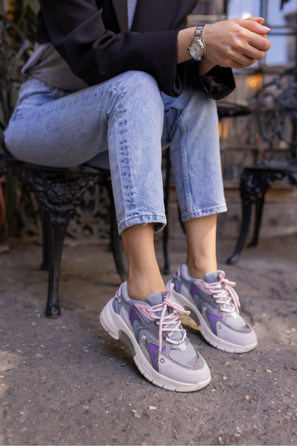 DESİRE KADİN GRİ LİLA GEÇİŞLİ SNEAKER