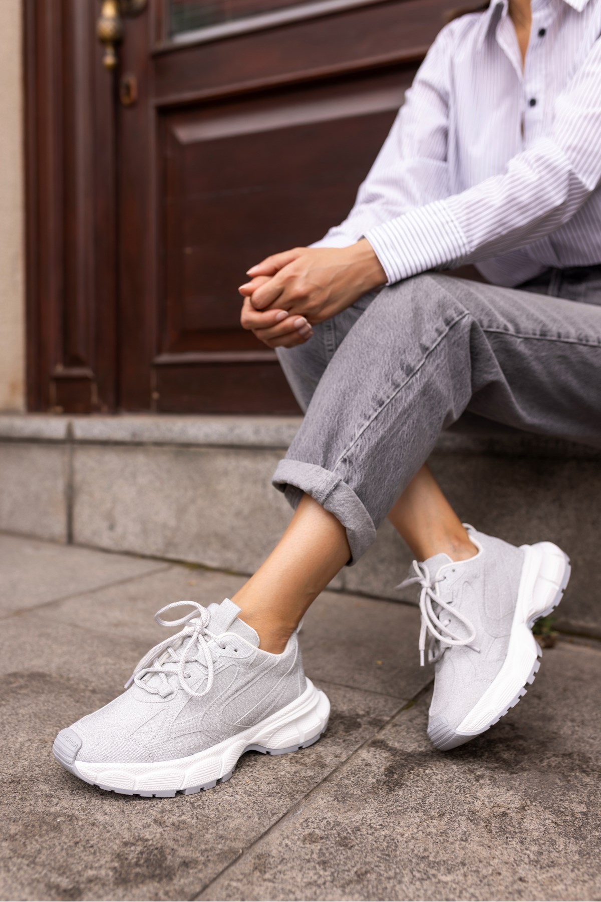 GENT KADİN GUMUS SİMLİ BEYAZ TABAN SNEAKER