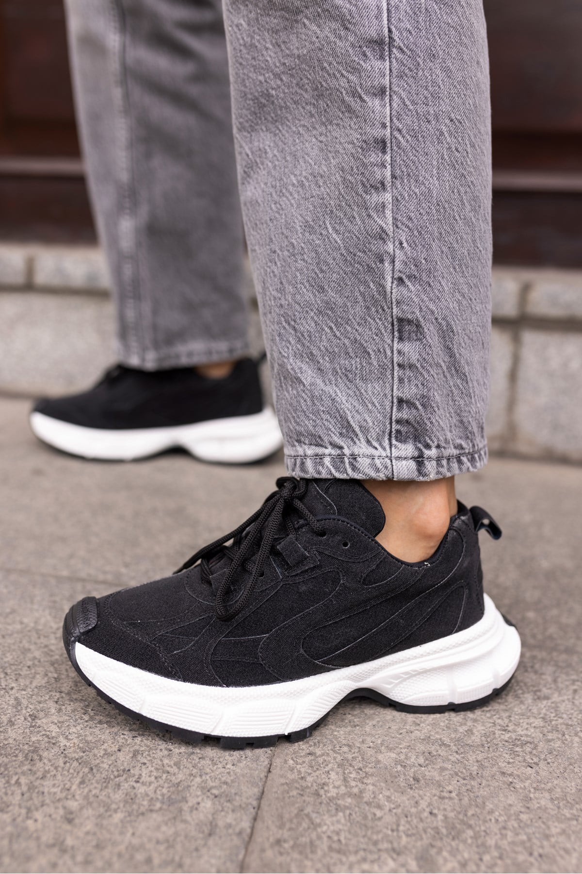 GENT KADİN SİYAH BEYAZ TABAN SNEAKER