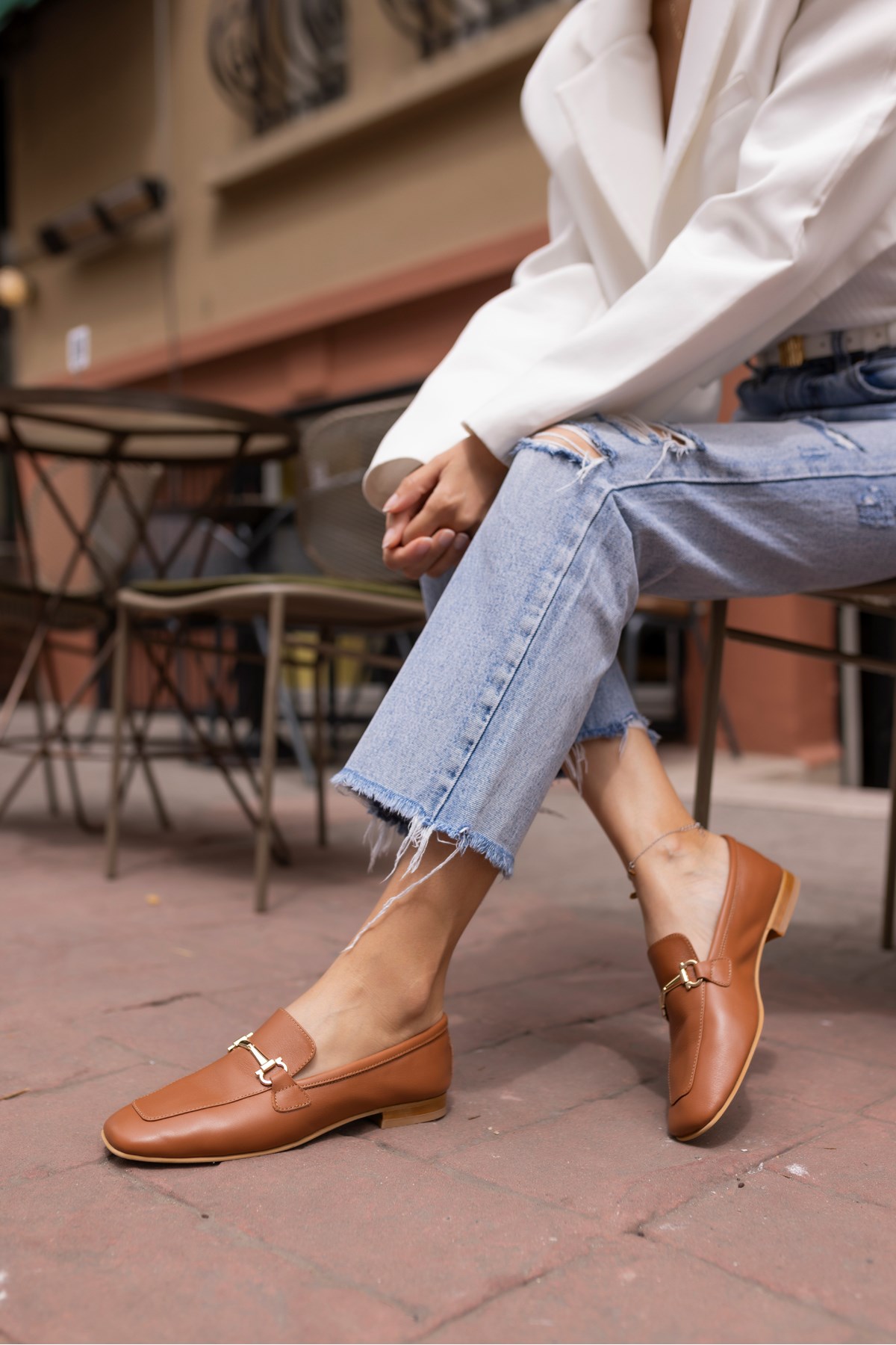 NOVAY KADİN TABA GERCEK DERİ LOAFER BABET