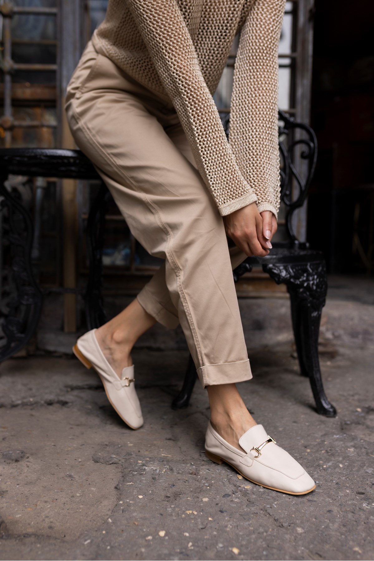 NOVAY KADIN BEJ GERÇEK DERİ LOAFER BABET