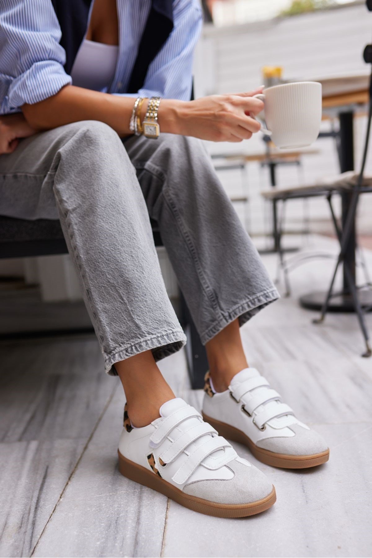 İSABEL KADIN BEYAZ CIRTLI LEOPAR DETAYLİ SNEAKER