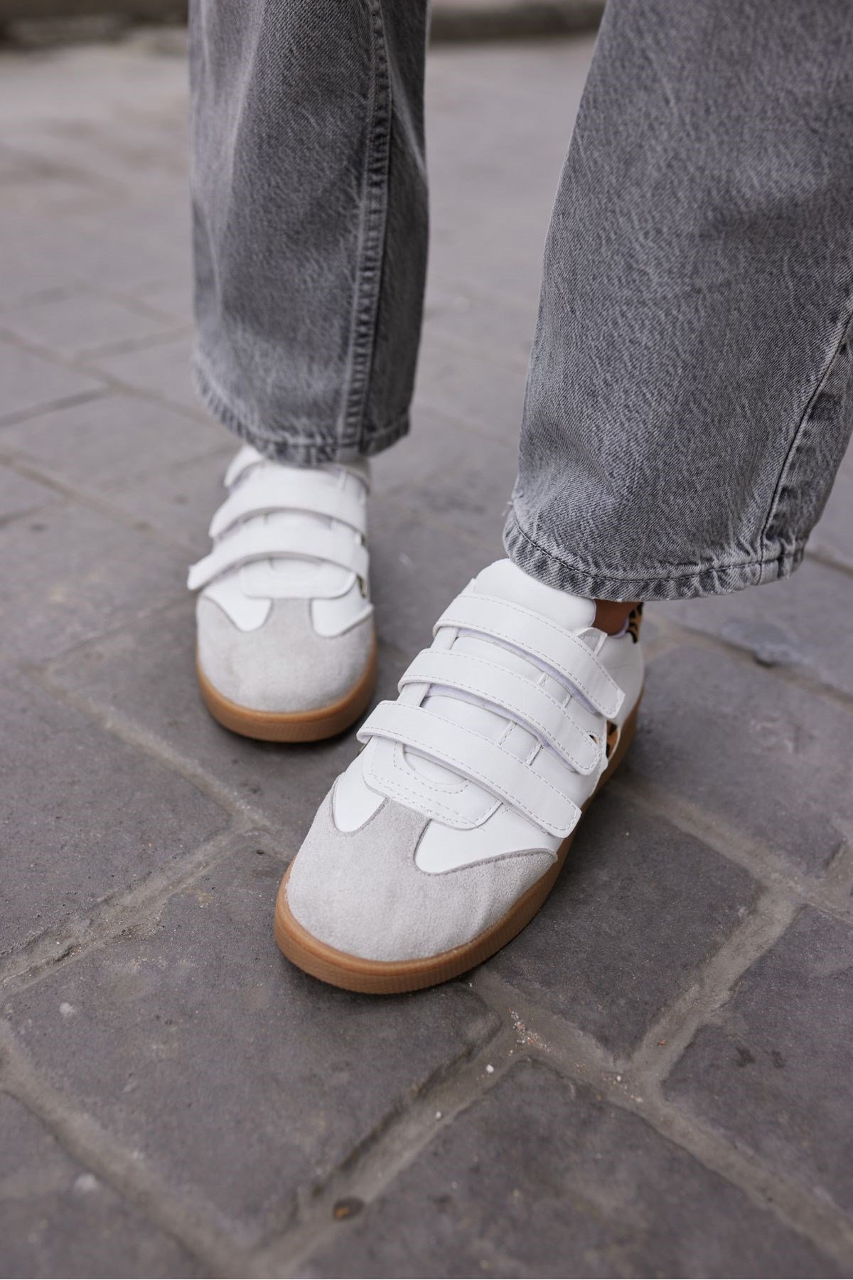 İSABEL KADIN BEYAZ CIRTLI LEOPAR DETAYLİ SNEAKER