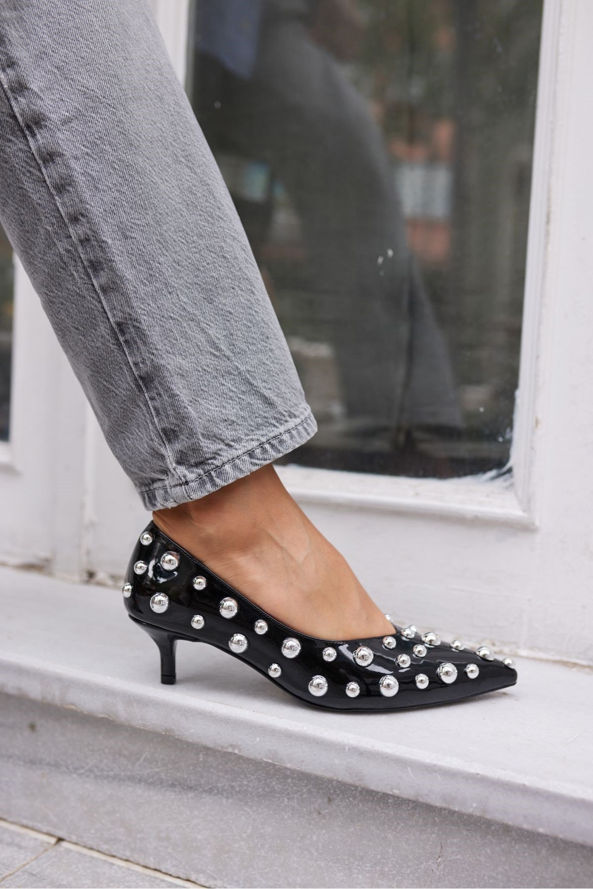 CAMBİ KADIN SİYAH TROK DETAY STILETTO