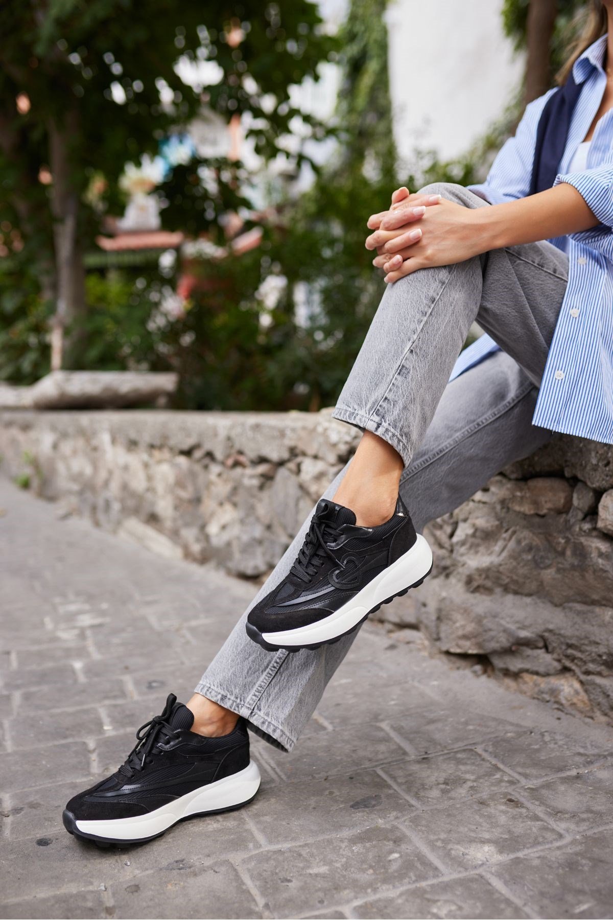 ORRO KADIN SİYAH EVA TABAN SNEAKERS