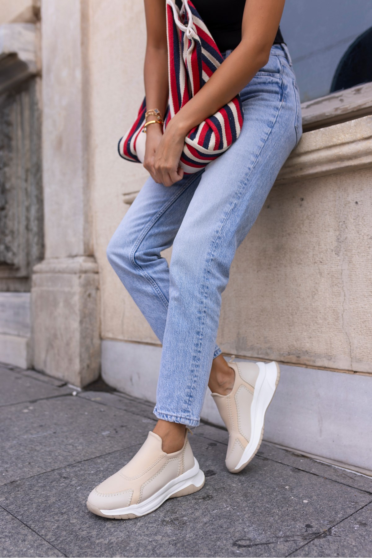 BOSETTİ KADİN BEJ DALGİÇ KUMAŞ EVA TABAN SNEAKER