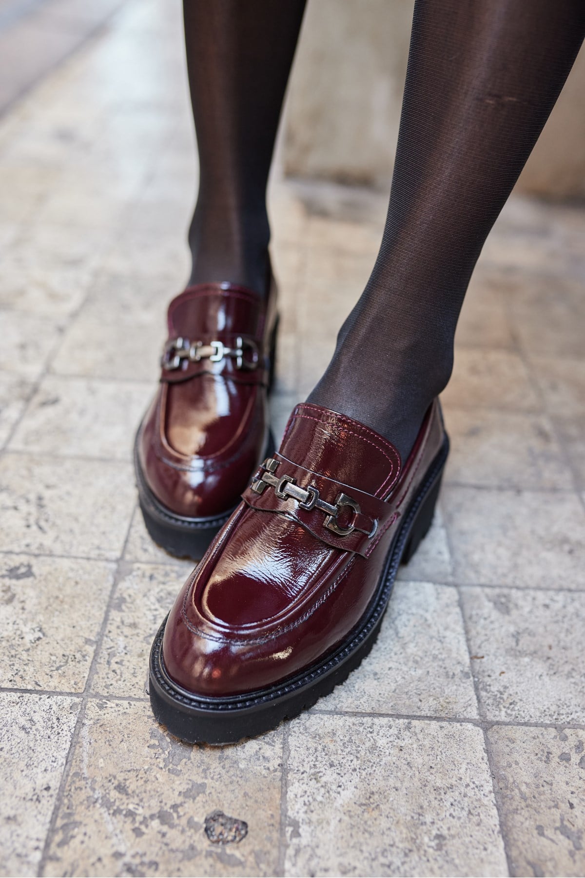 GENTİLE KADIN BORDO RUGAN DERİ EVA TABAN LOAFER AYAKKABİ