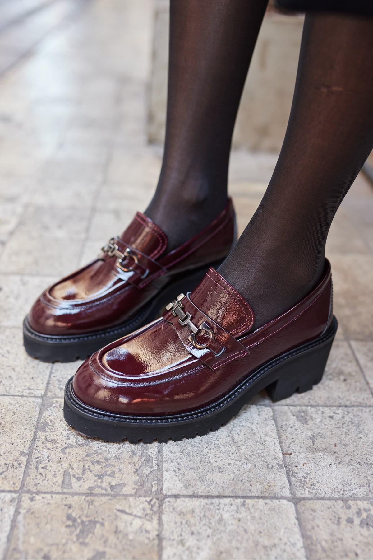 GENTİLE KADIN BORDO RUGAN DERİ EVA TABAN LOAFER AYAKKABİ