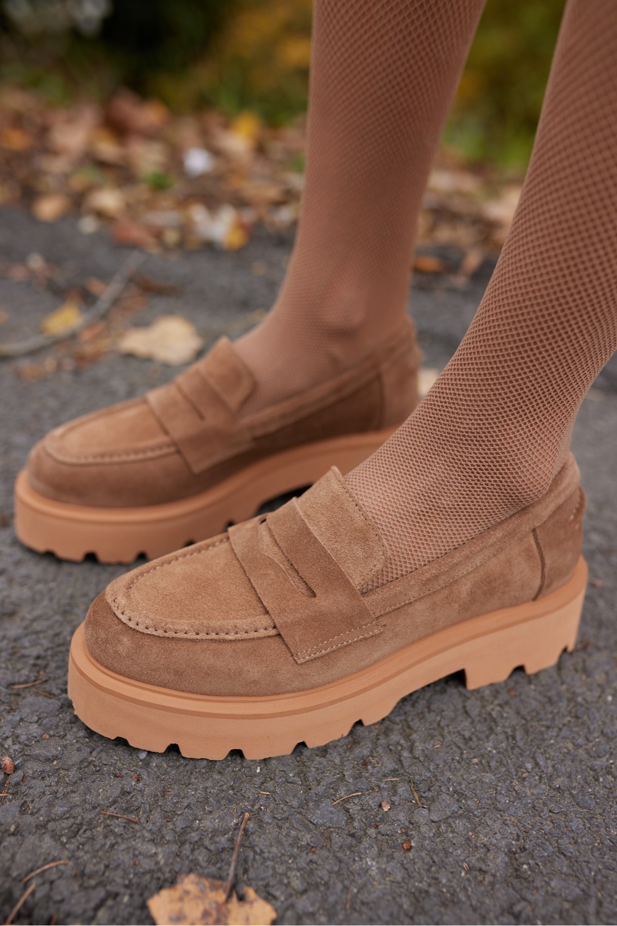 ALBERTO KADIN NUDE GERCEK SUET LOAFER AYAKKABİ