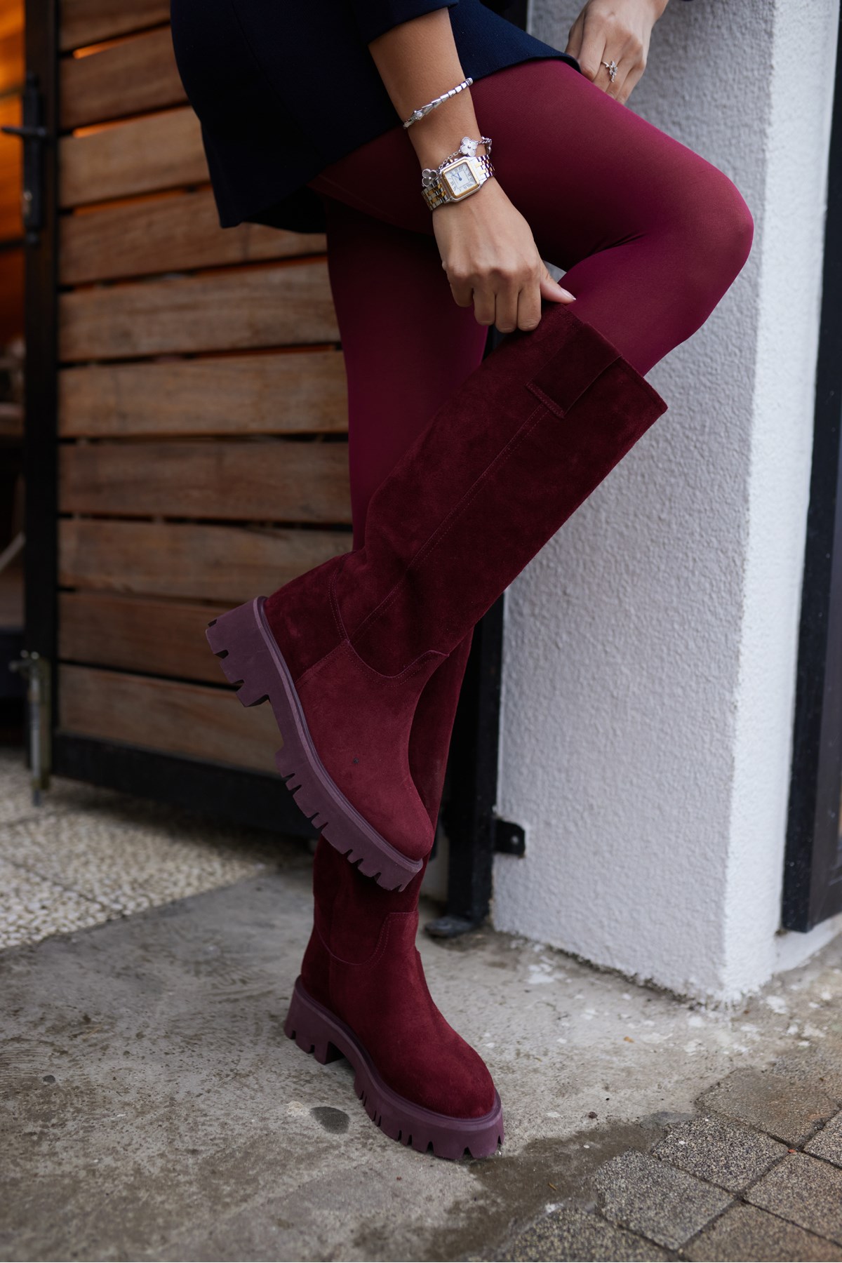 ZELLY KADIN BORDO GERCEK SUET EVA TABAN ÇİZME