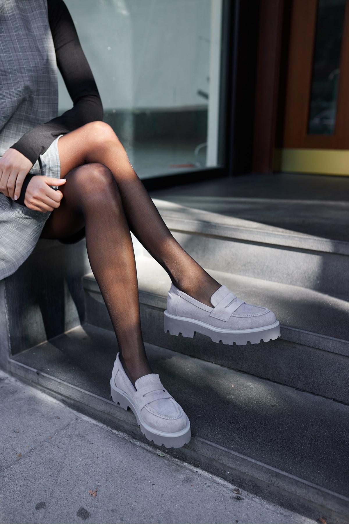ALBERTO KADIN GRİ SUET EVA TABAN LOAFER AYAKKABİ