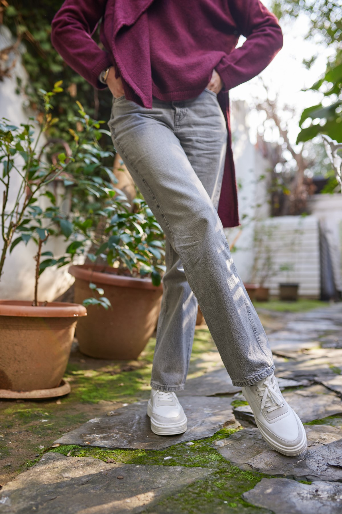 OKİTA KADIN BEYAZ BAGCIKLI GERCEK DERİ SNEAKER