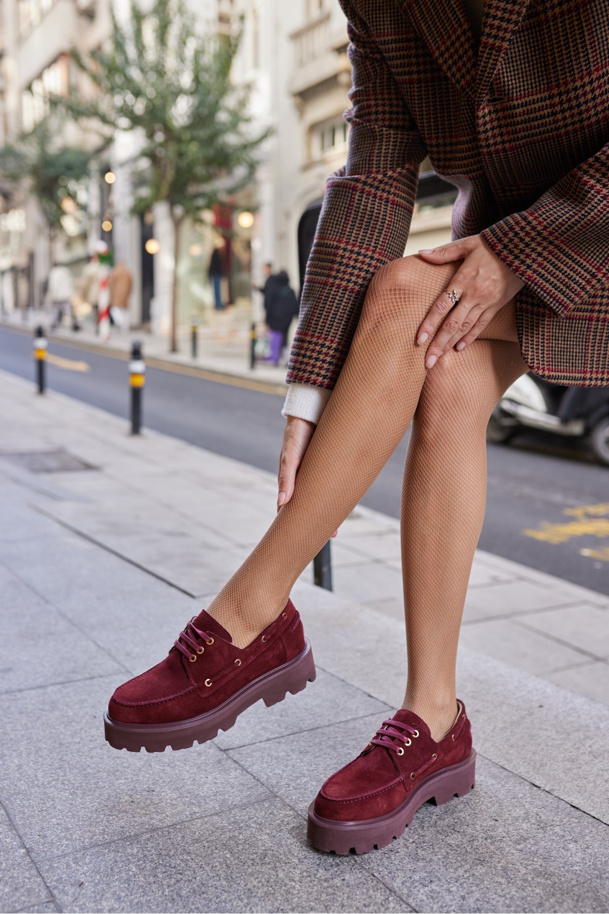ALVAREZ KADIN BORDO SUET BAGCIKLI LOAFER AYAKKABİ
