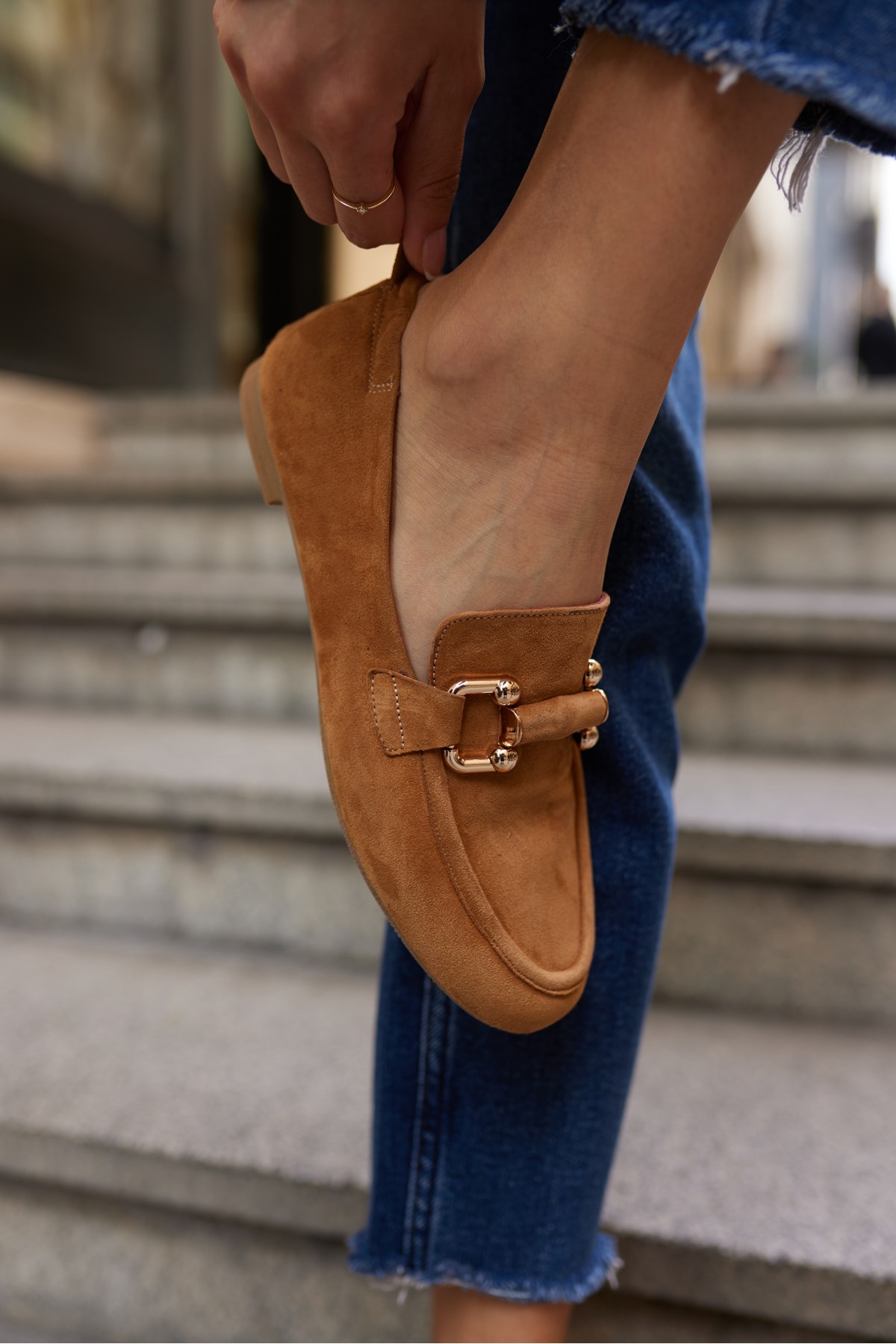 PİCCOLİ KADIN TABA GERCEK SUET TOKALI LOAFER AYAKKABİ