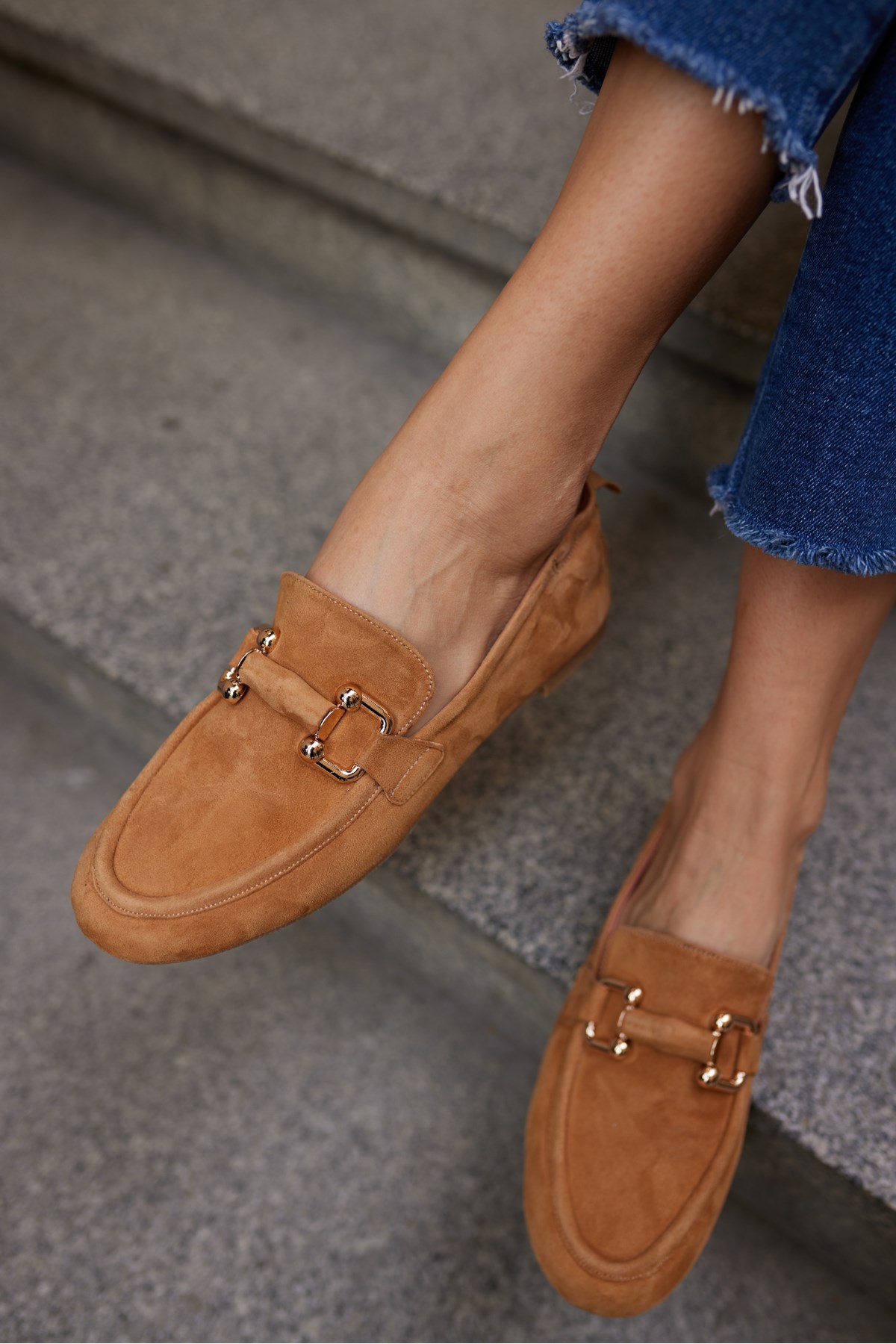 PİCCOLİ KADIN TABA GERCEK SUET TOKALI LOAFER AYAKKABİ