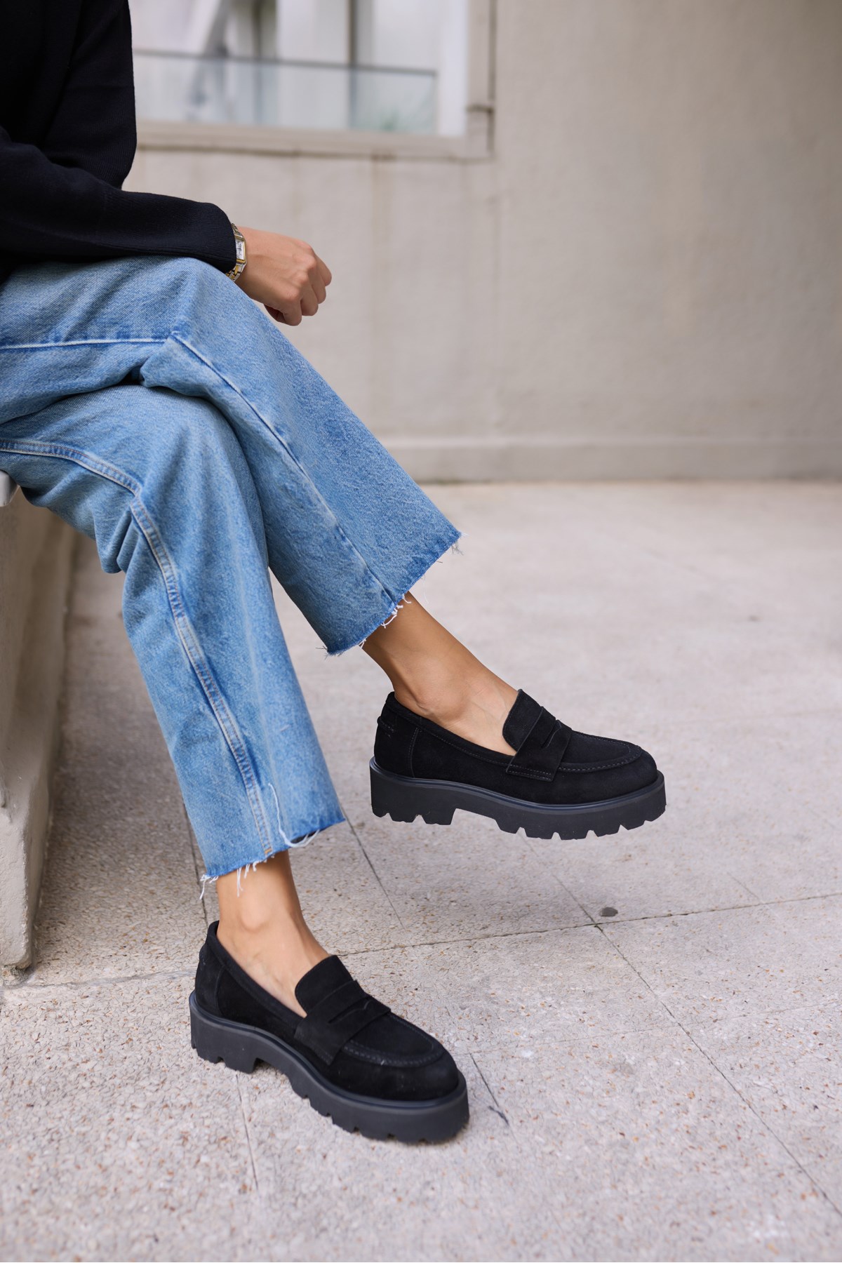 ALBERTO KADIN SİYAH SÜET LOAFER AYAKKABİ