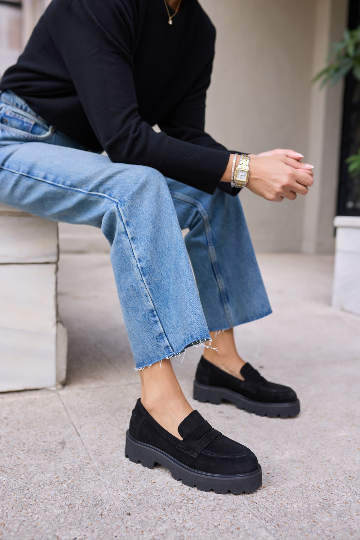 ALBERTO KADIN SİYAH SÜET LOAFER AYAKKABİ