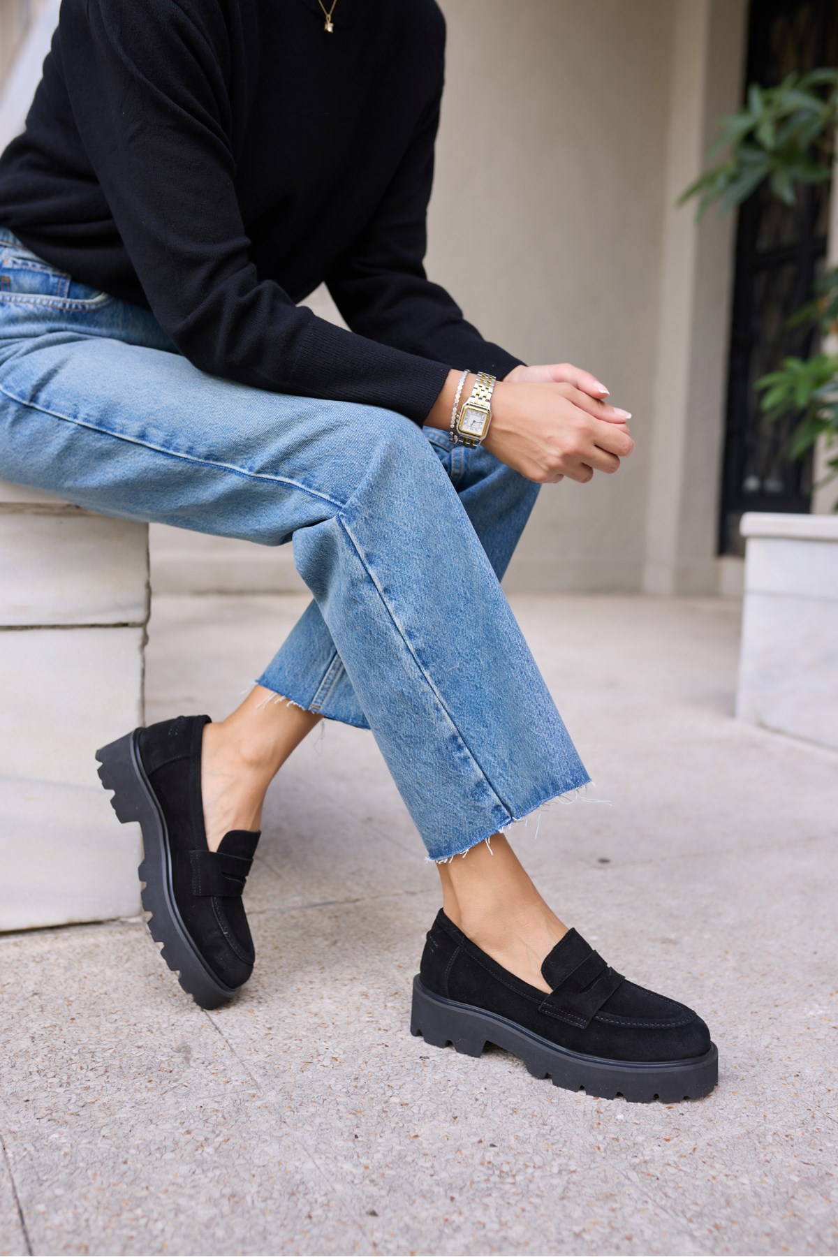 ALBERTO KADIN SİYAH SÜET LOAFER AYAKKABİ