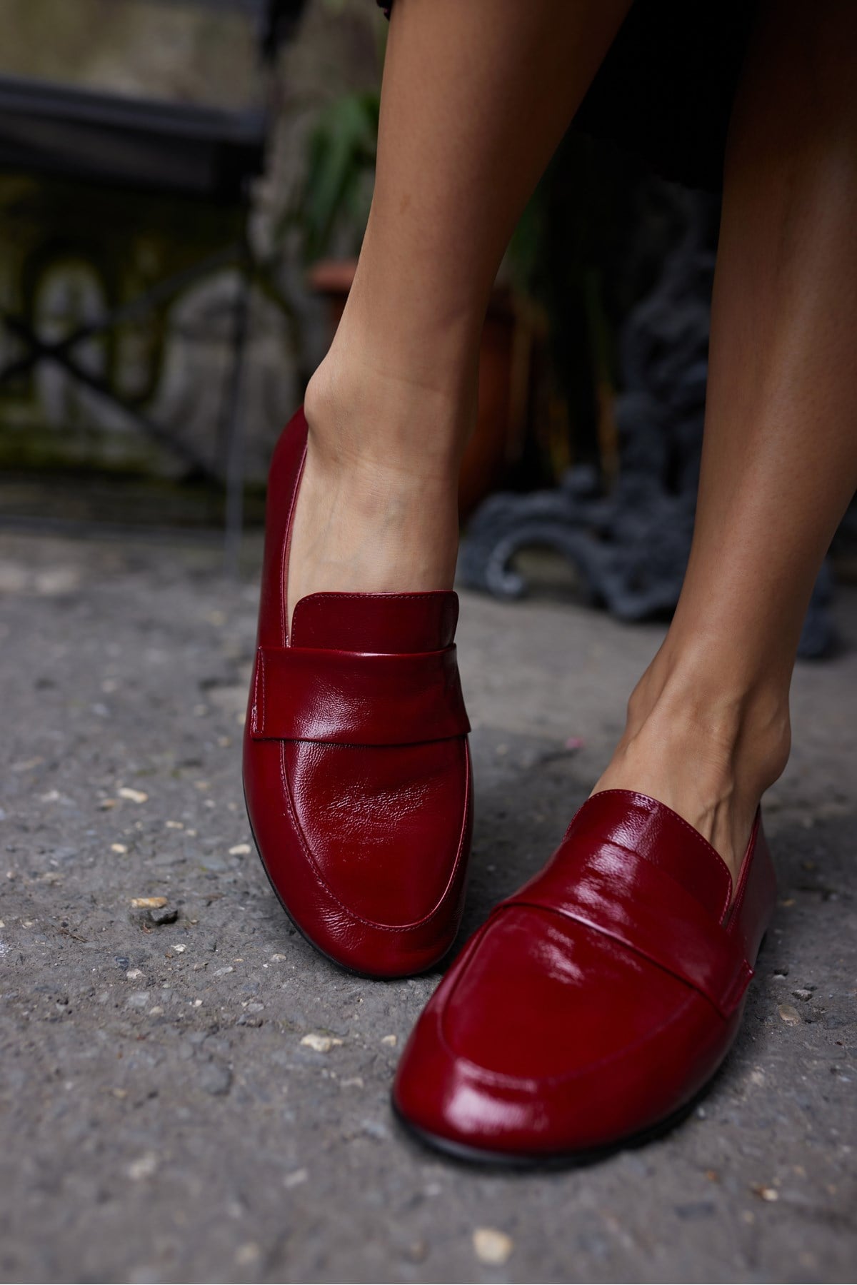 VALENTA KADIN BORDO RUGAN GERCEK DERİ LOAFER AYAKKABİ