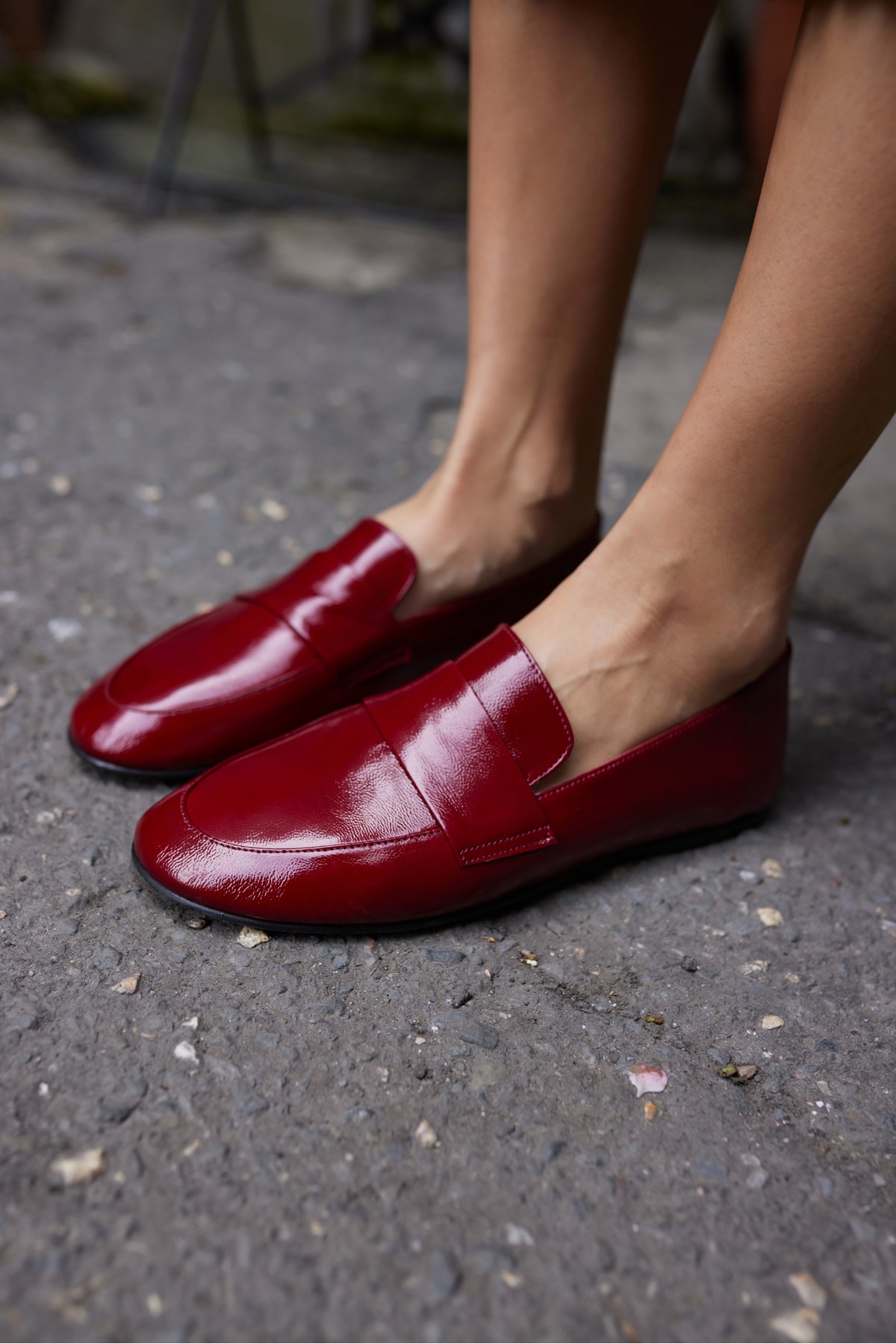 VALENTA KADIN BORDO RUGAN GERCEK DERİ LOAFER AYAKKABİ
