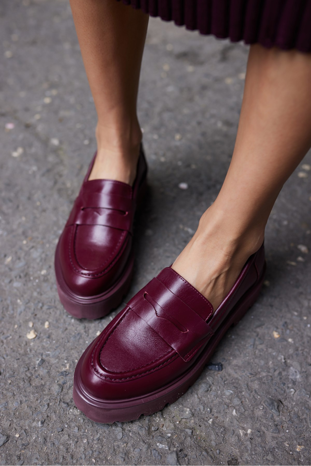 ALBERTO KADIN BORDO DERİ EVA TABAN LOAFER AYAKKABİ