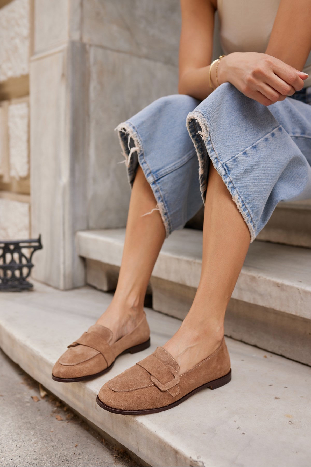 TİNY KADIN NUDE GERECK SUET LOAFER AYAKKABİ