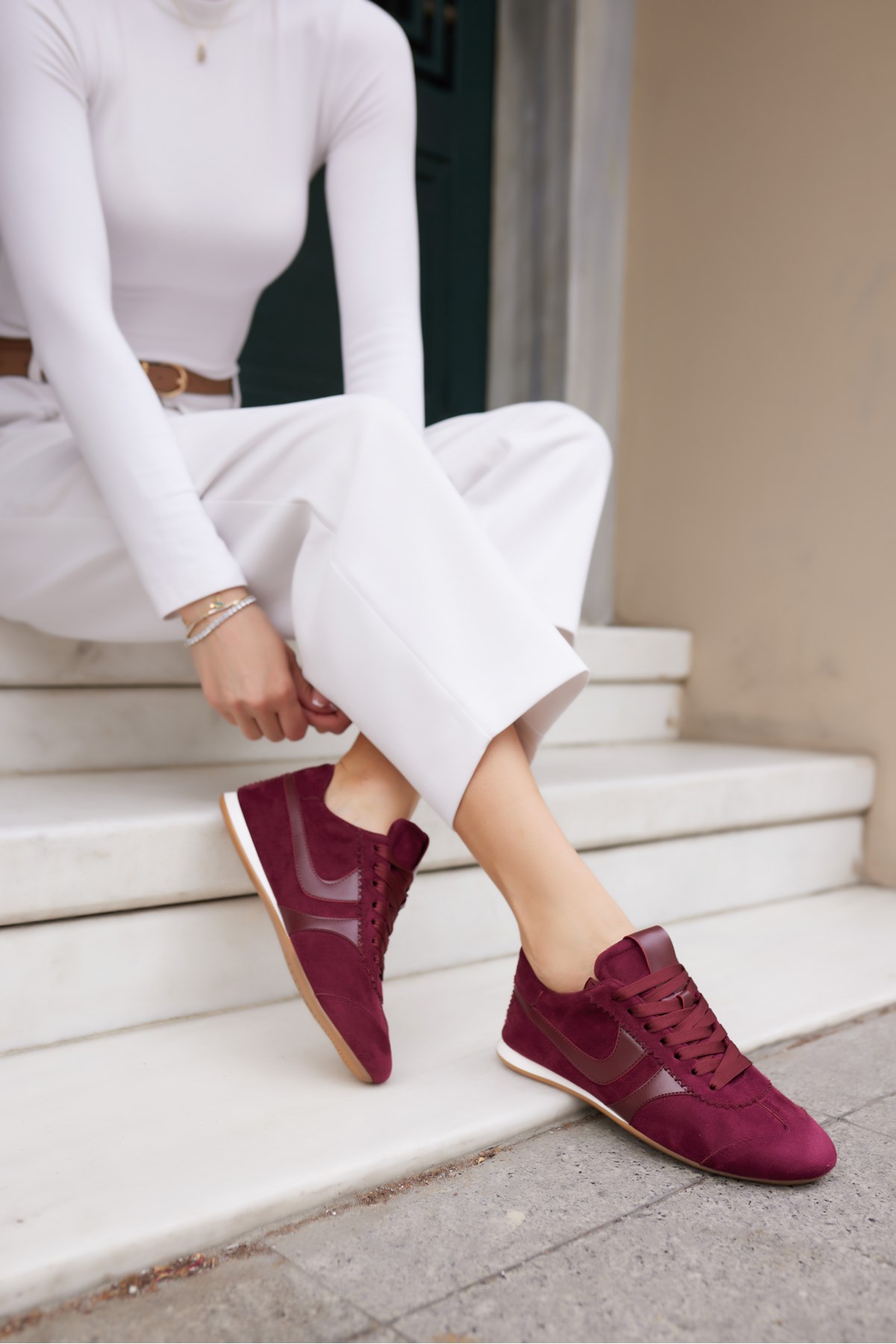 ANNA KADIN BORDO SUET BAGCIKLI SNEAKER