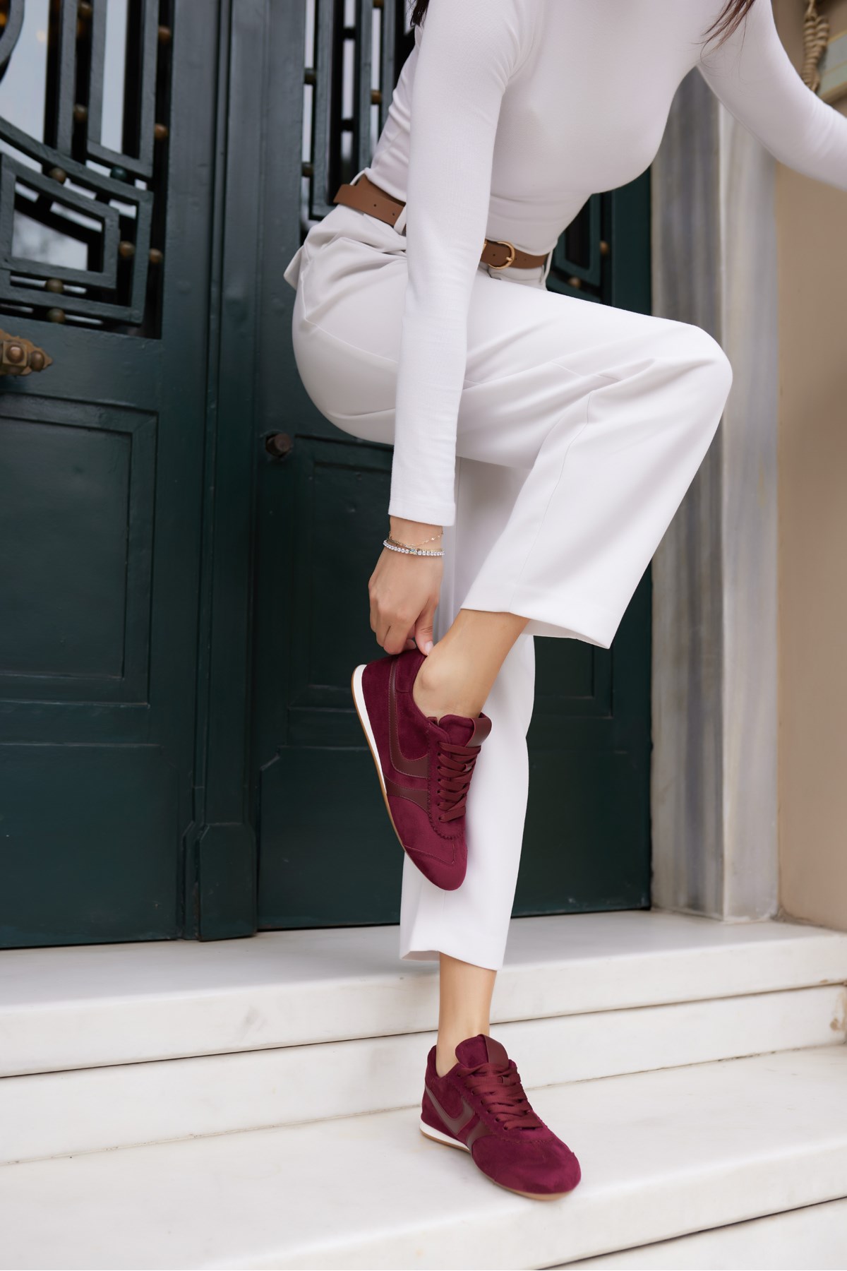ANNA KADIN BORDO SUET BAGCIKLI SNEAKER