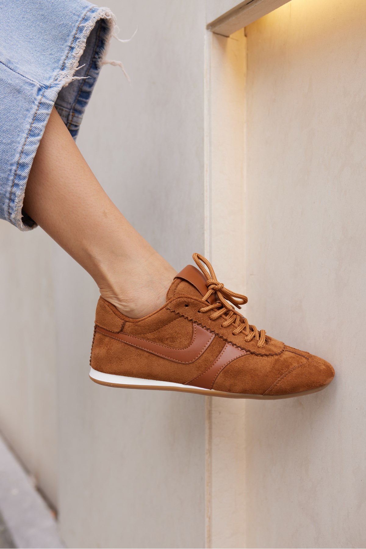 ANNA KADIN TABA SUET BAGCIKLI SNEAKER