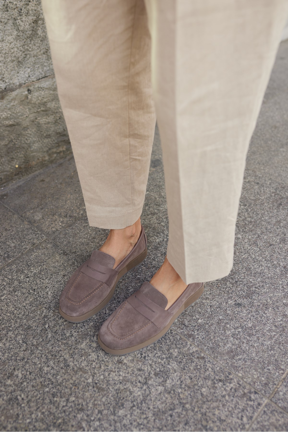MONTİ KADIN VİZON GERCEK SUET LOAFER AYAKKABİ