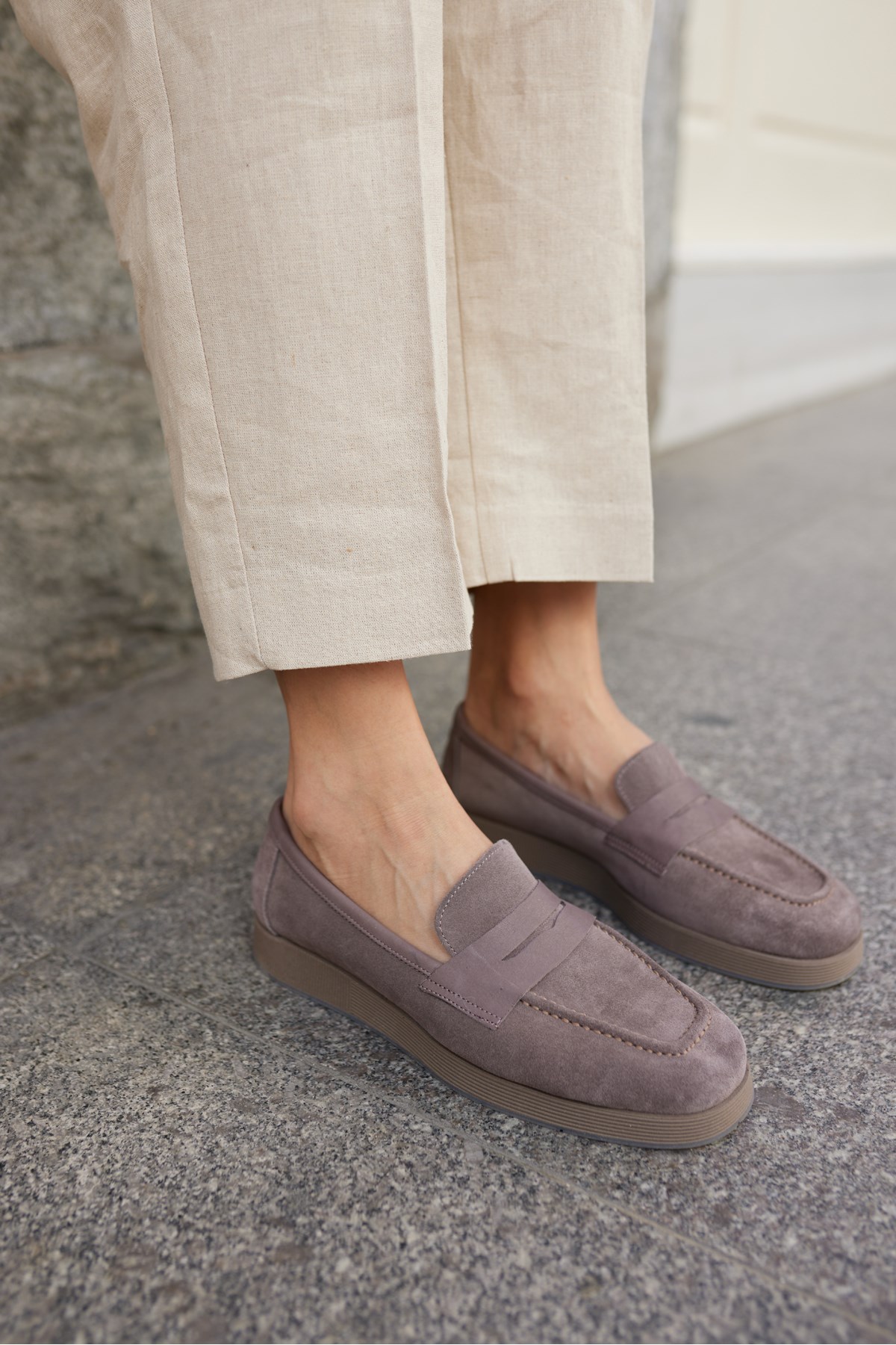 MONTİ KADIN VİZON GERCEK SUET LOAFER AYAKKABİ