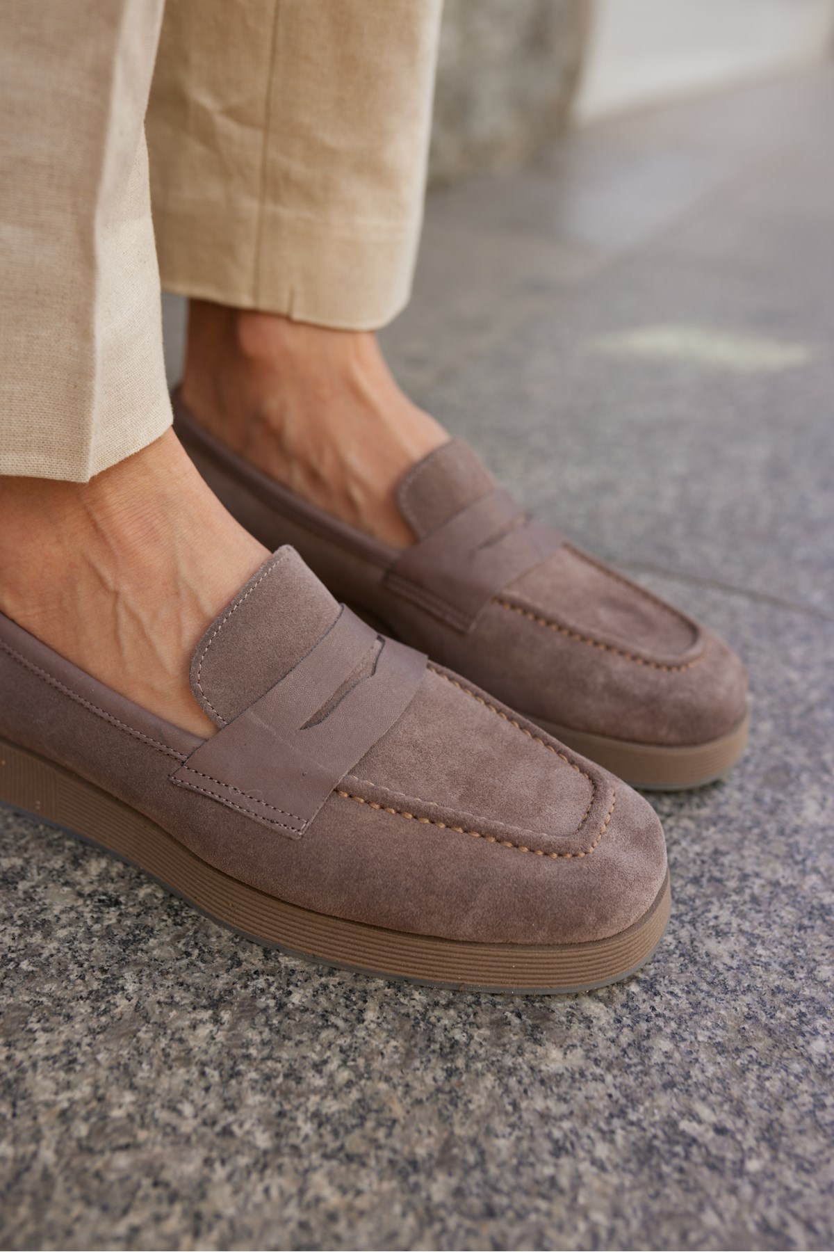 MONTİ KADIN VİZON GERCEK SUET LOAFER AYAKKABİ