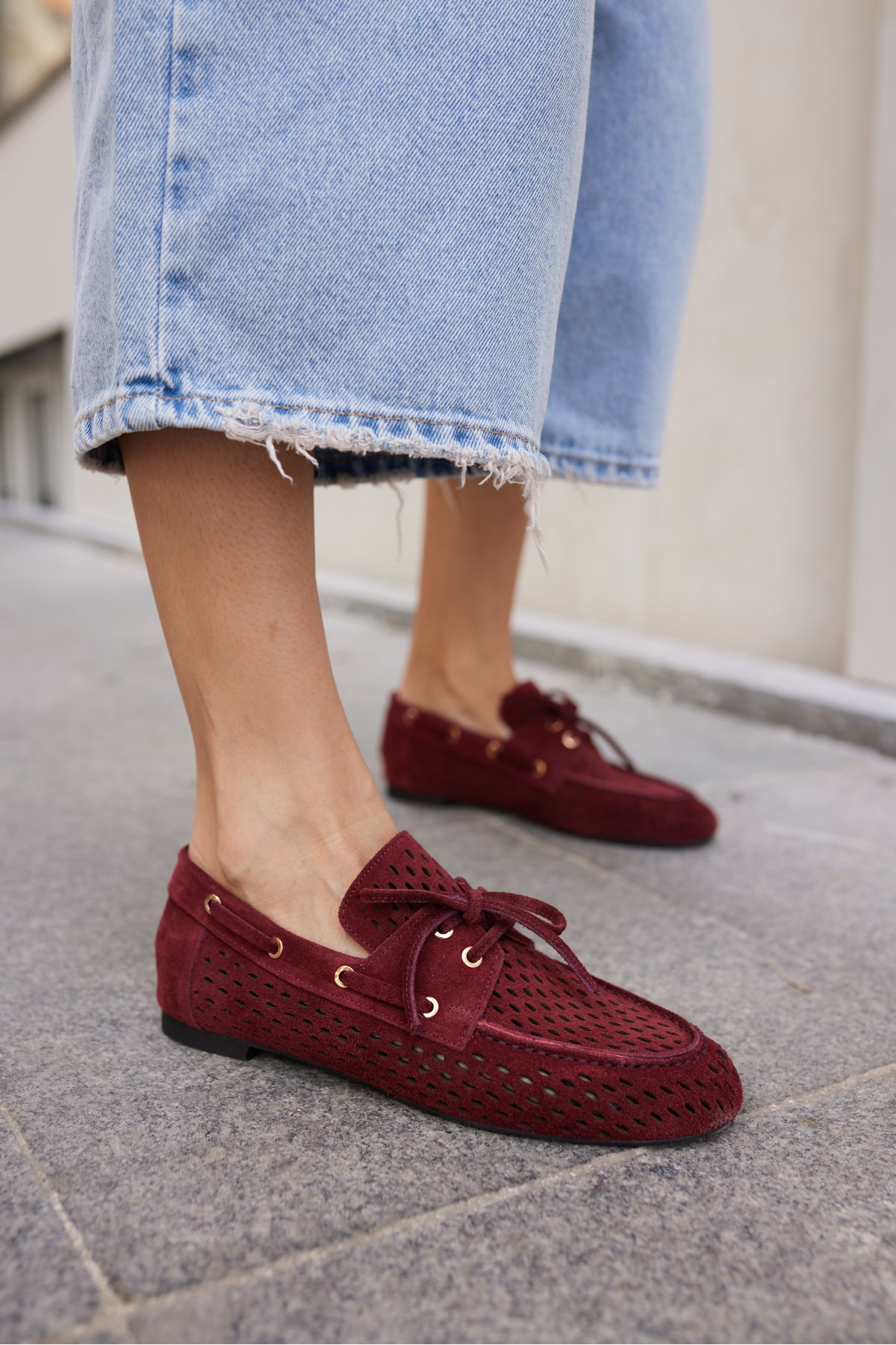YURİ KADIN BORDO SUET BAGCIKLI ZIMBA DETAY LOAFER AYAKKABİ