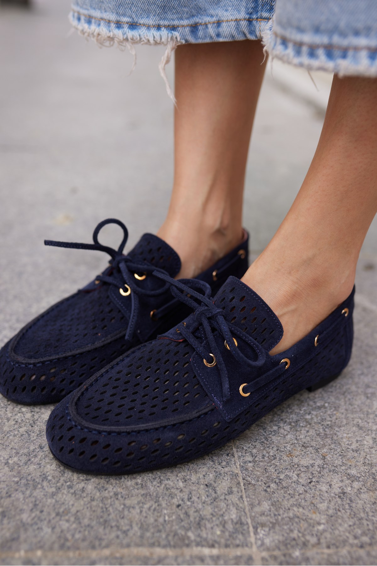 YURİ KADIN LACİVERT SUET ZIMBALİ LOAFER AYAKKABİ