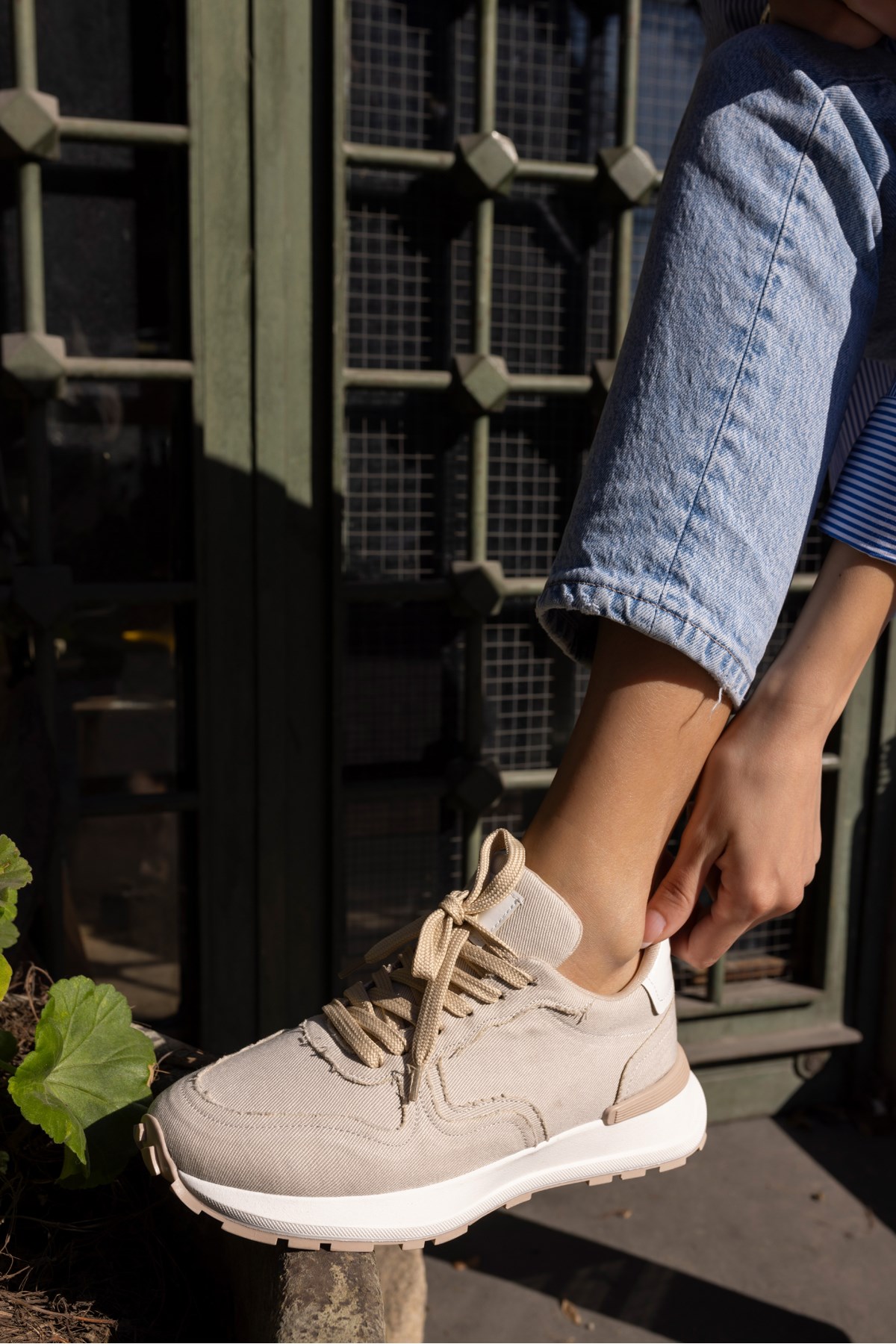 ROBİ KADİN BEJ KETEN SNEAKER
