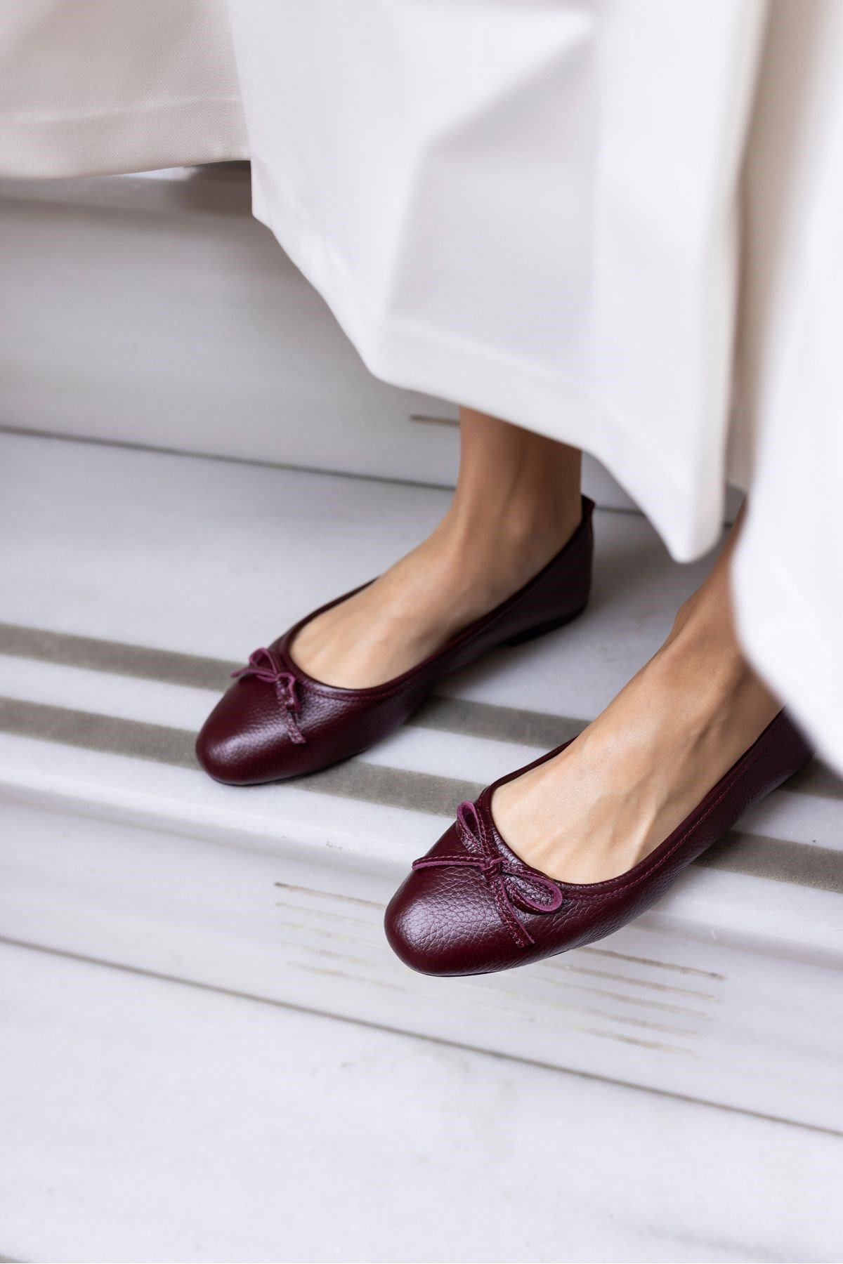 LUMBO KADIN BORDO GERCEK DERİ BABET