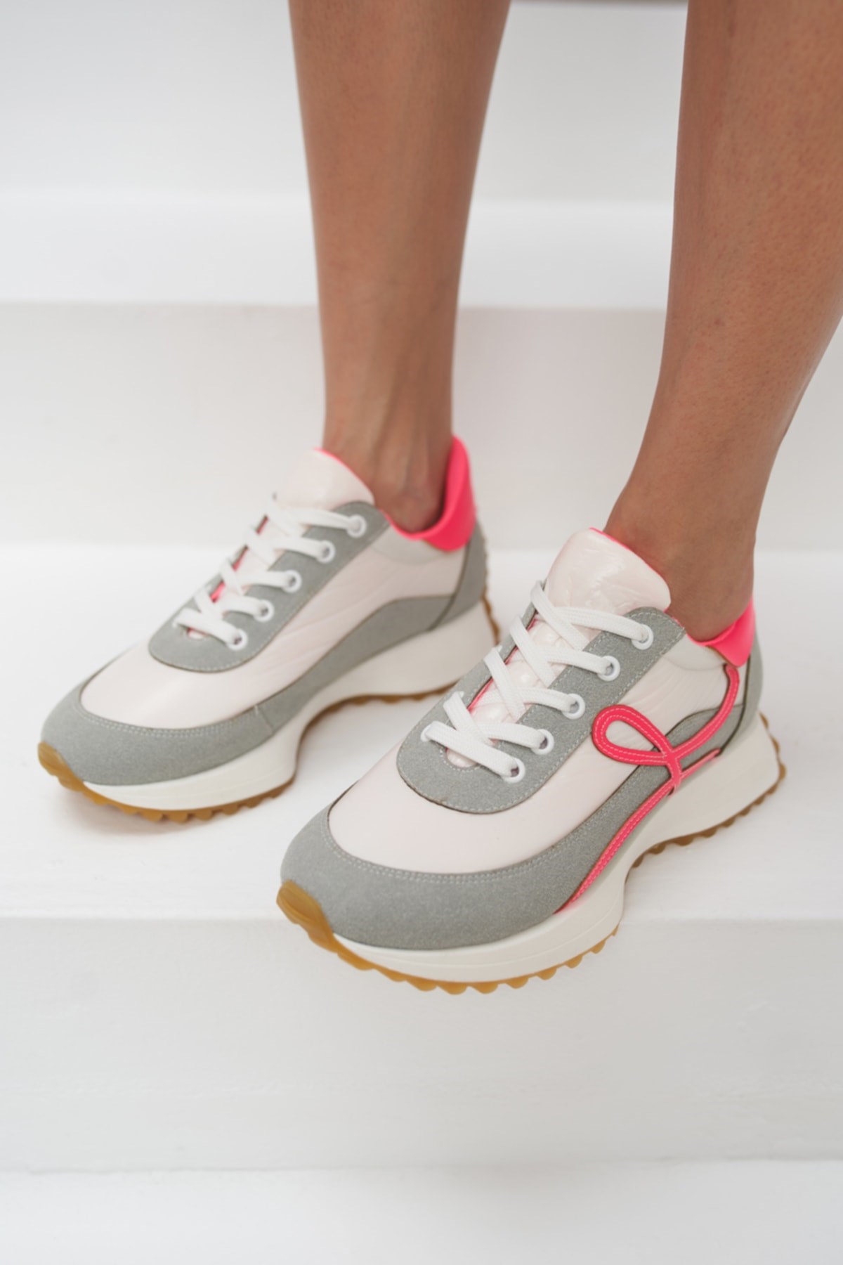 Jaıne Kadın Beyaz Fusya Sneakers Ayakkabi