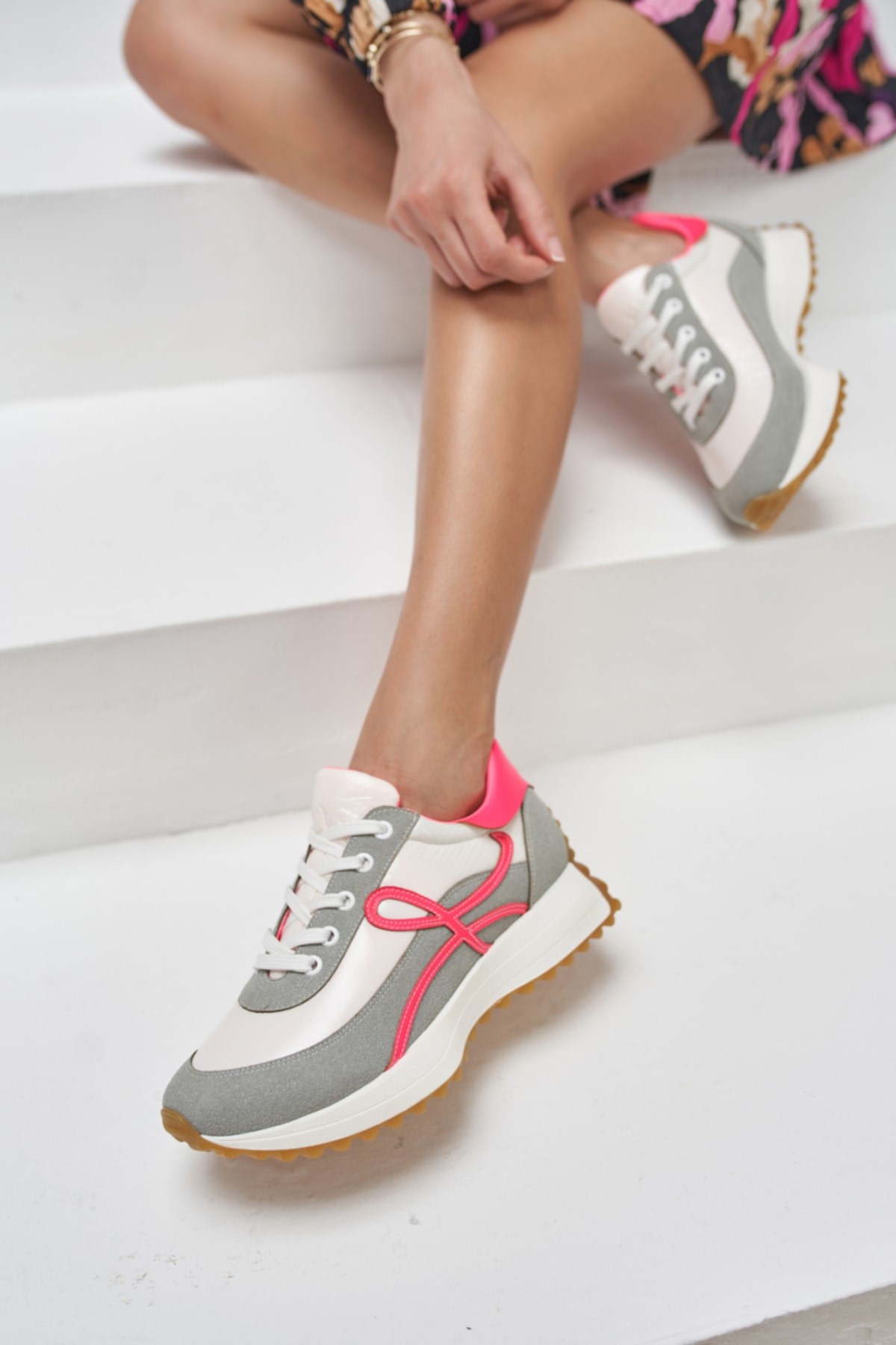 Jaıne Kadın Beyaz Fusya Sneakers Ayakkabi