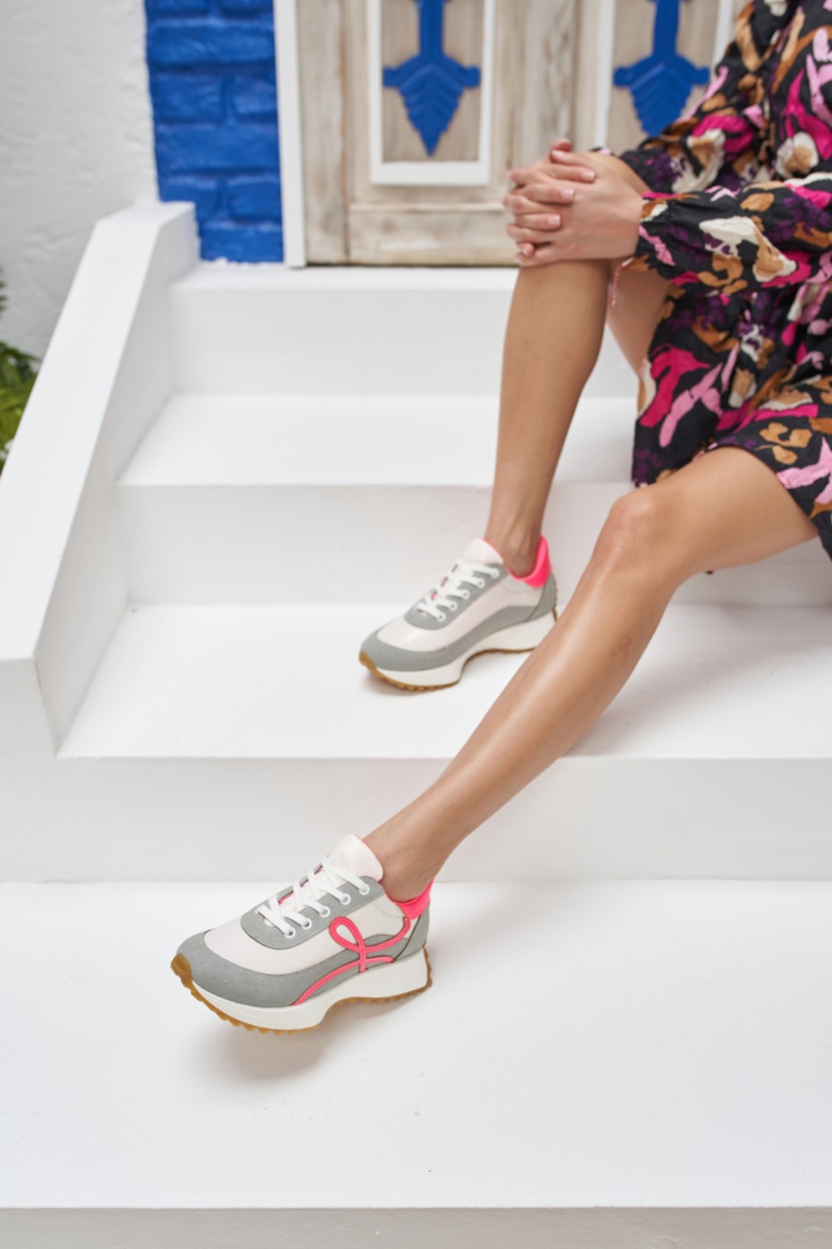 Jaıne Kadın Beyaz Fusya Sneakers Ayakkabi