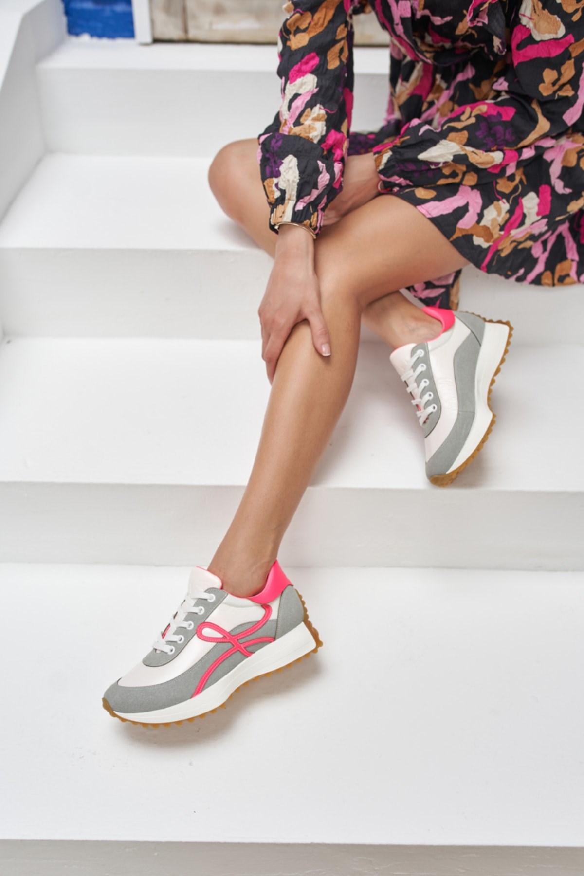 Jaıne Kadın Beyaz Fusya Sneakers Ayakkabi