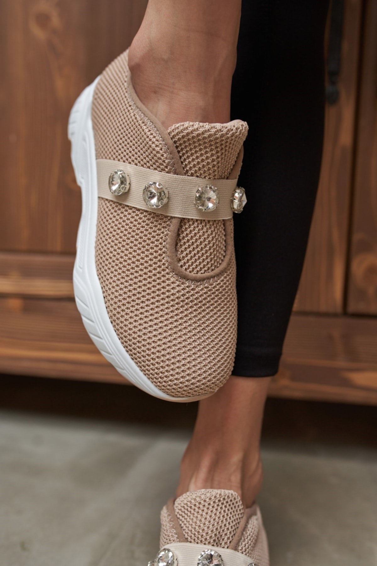 Belicia Kadın Nude Trıko Taş Detay Sneakers